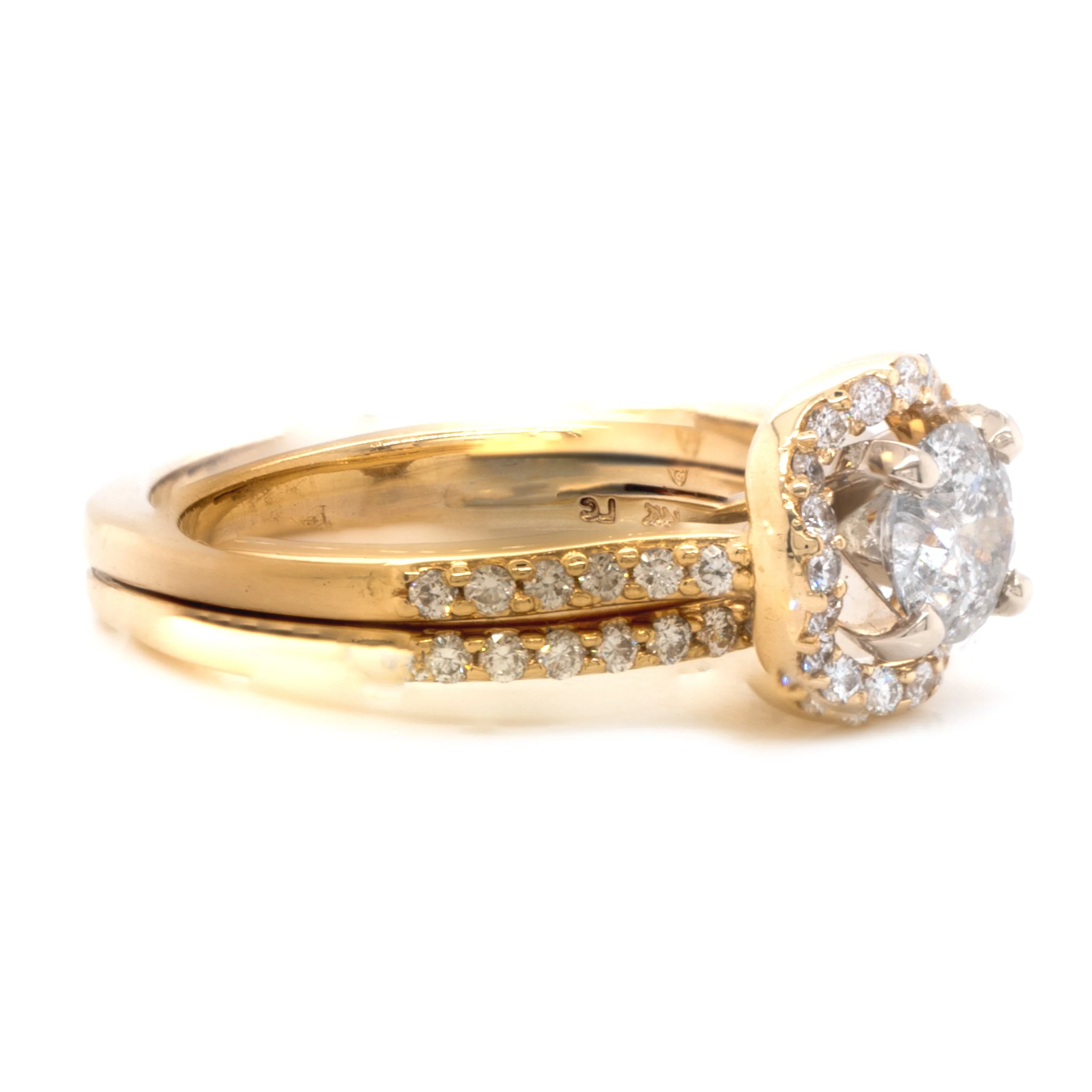 14 Karat Yellow Gold 0.50ct Round Brilliant Galaxy Diamond Wedding Set - Image 3
