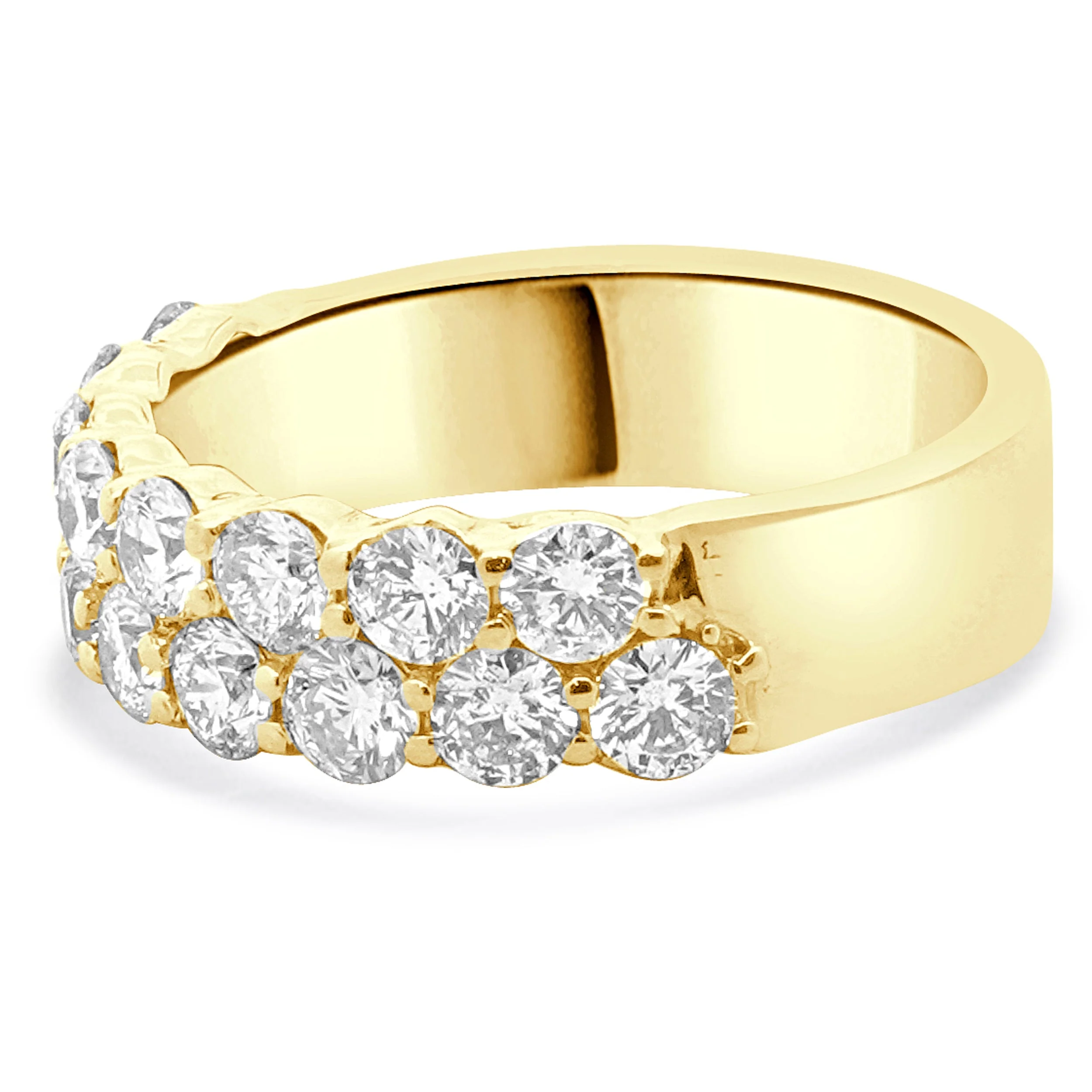 14 Karat Yellow Gold 2 Row Diamond Band - Image 2