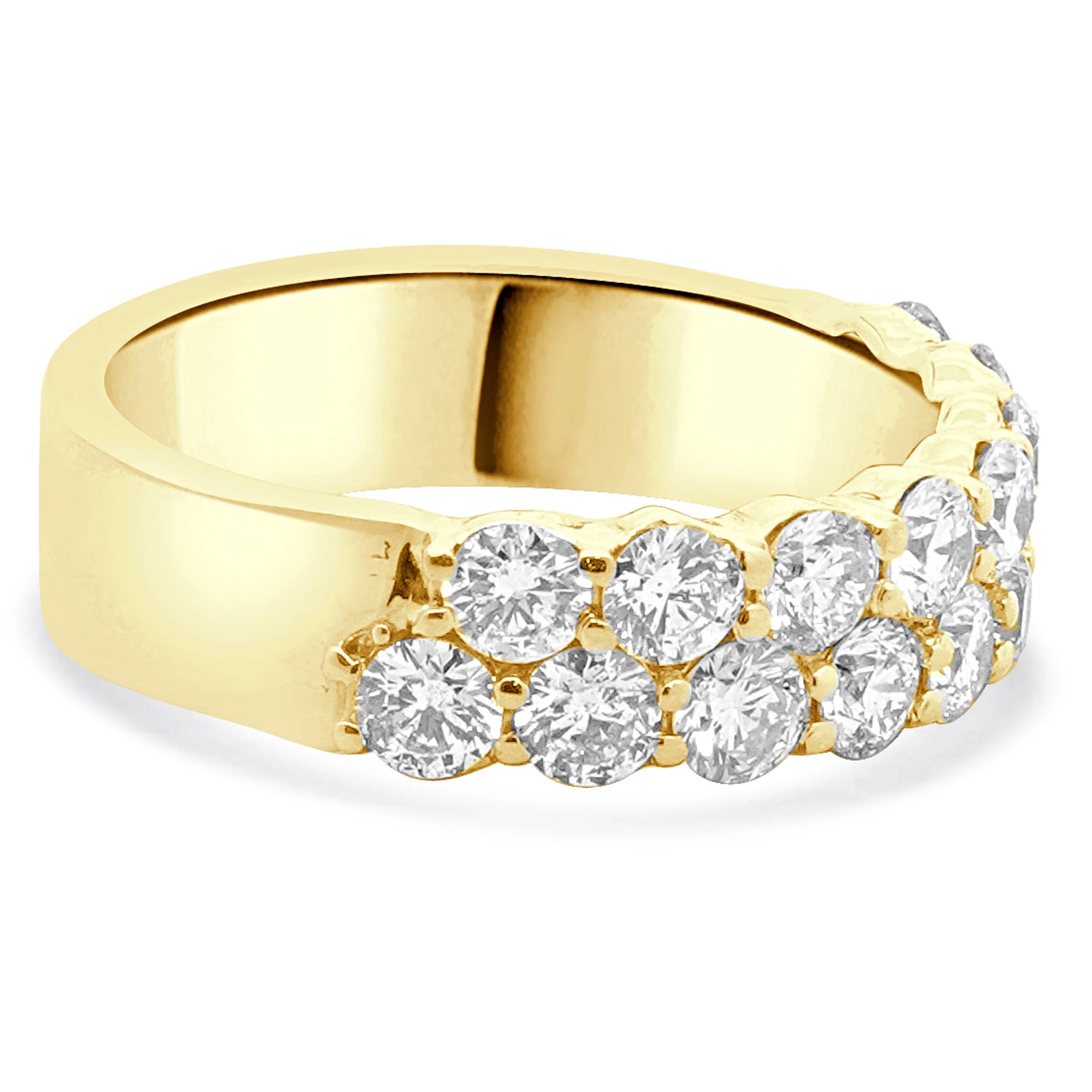 14 Karat Yellow Gold 2 Row Diamond Band - Image 4