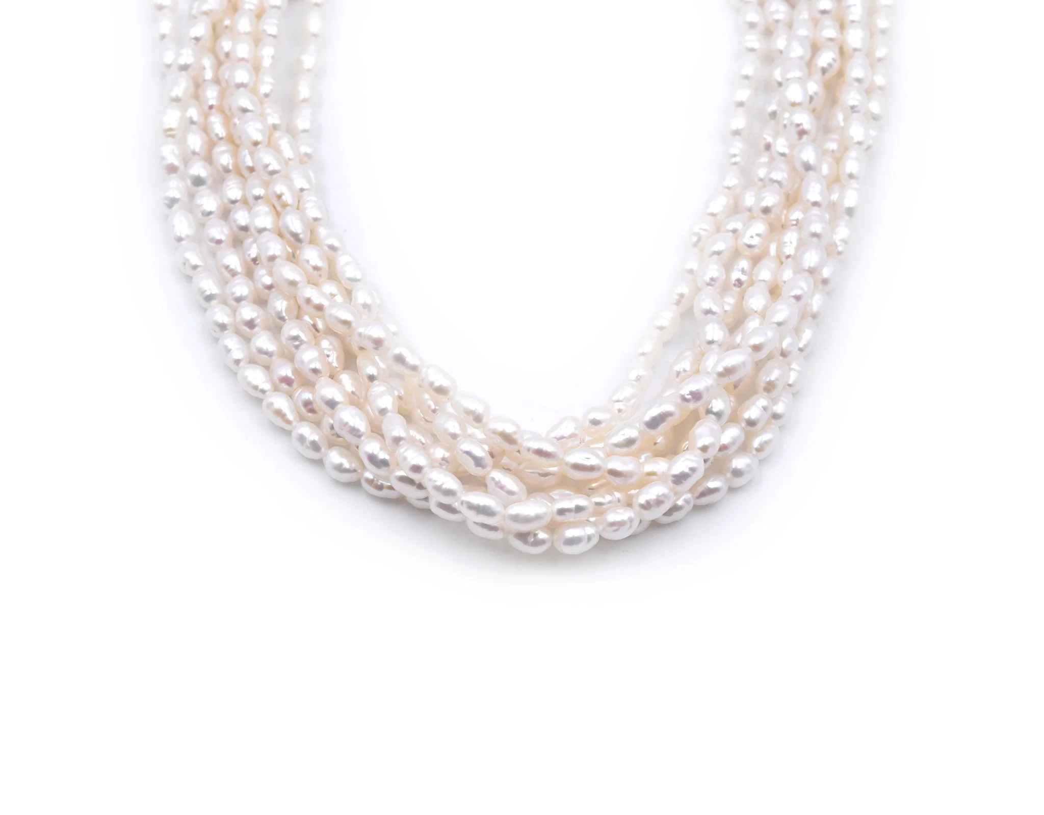 14 Karat Yellow Gold 8 Strand Potato Pearl Strand Necklace - Image 2
