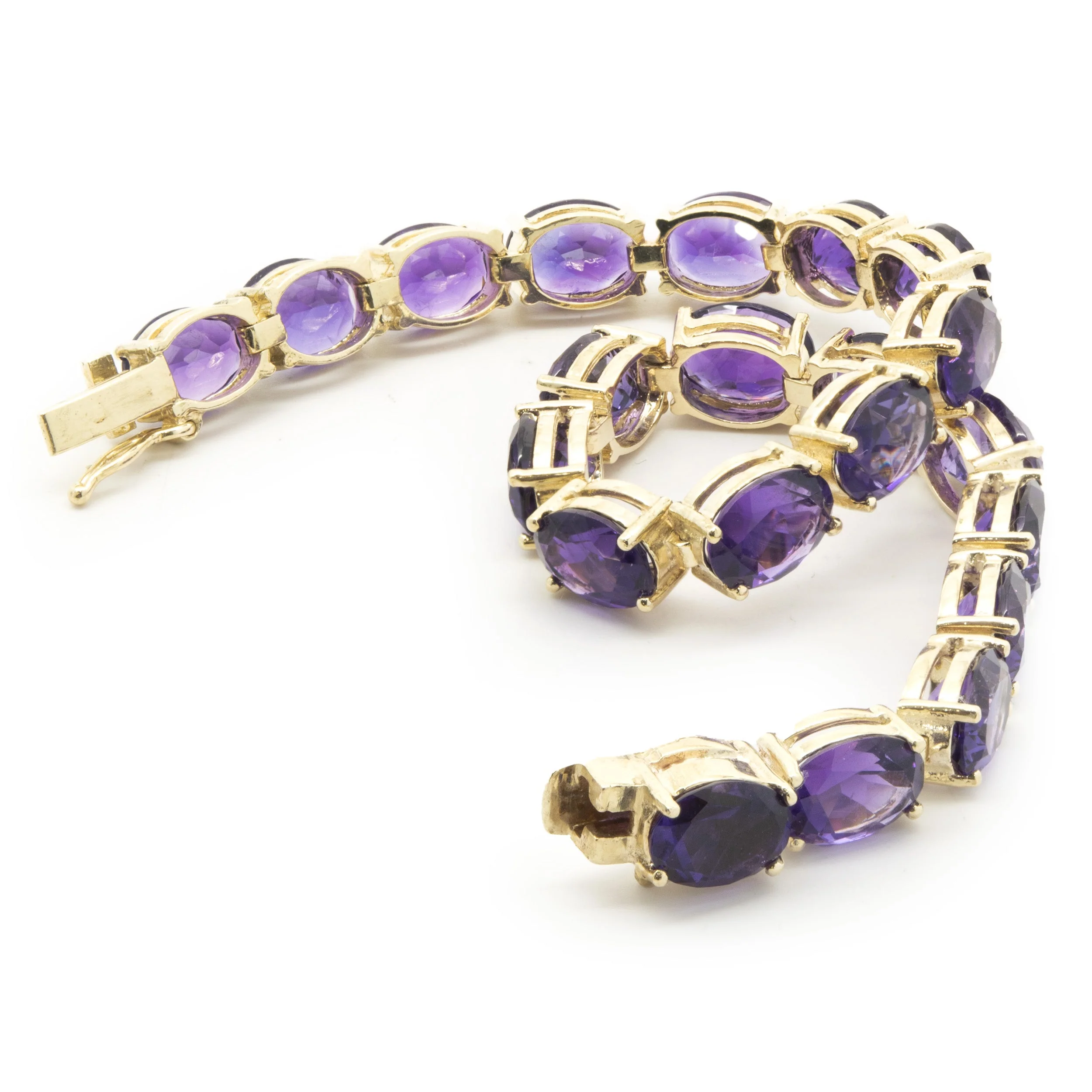 14 Karat Yellow Gold Amethyst Inline Bracelet - Image 2