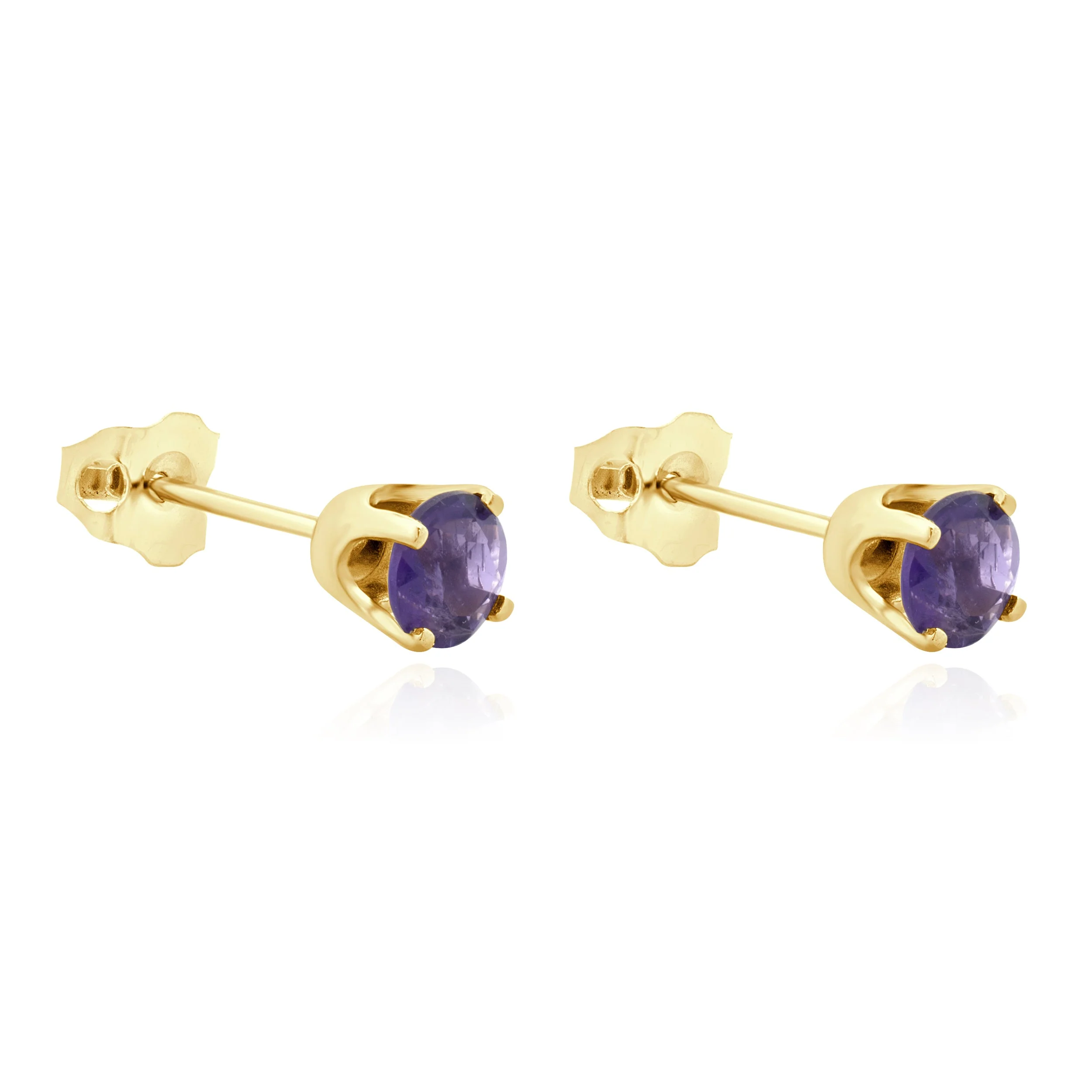 14 Karat Yellow Gold Amethyst Stud Earrings - Image 2