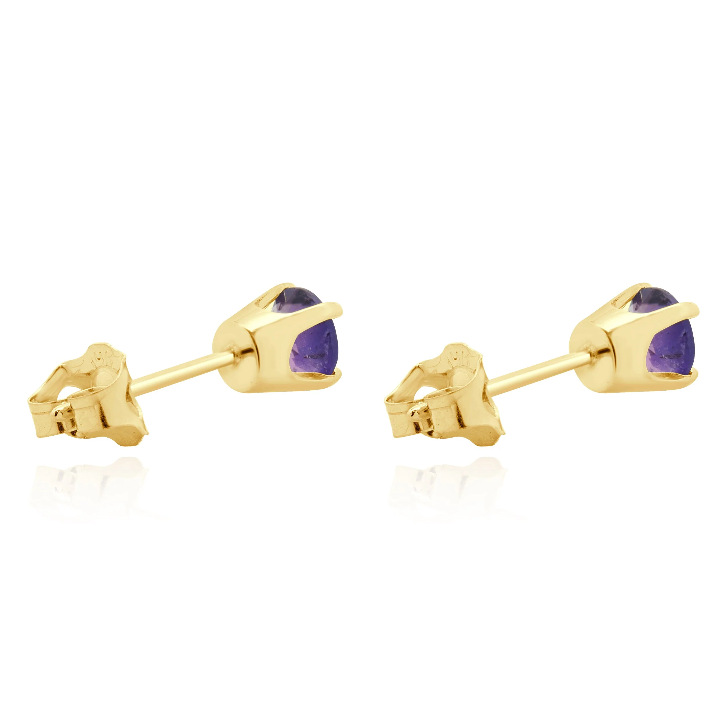 14 Karat Yellow Gold Amethyst Stud Earrings - Image 3