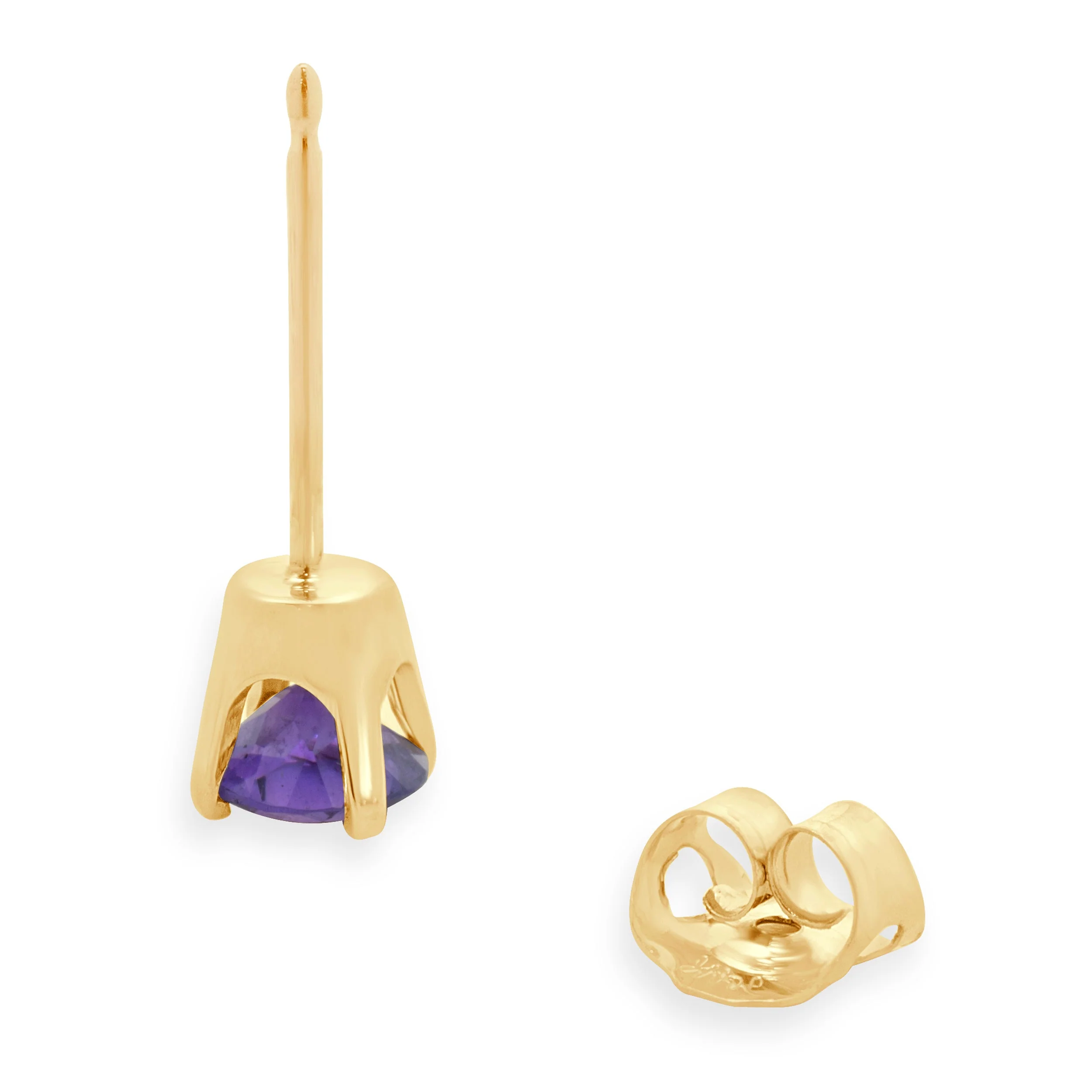 14 Karat Yellow Gold Amethyst Stud Earrings - Image 4