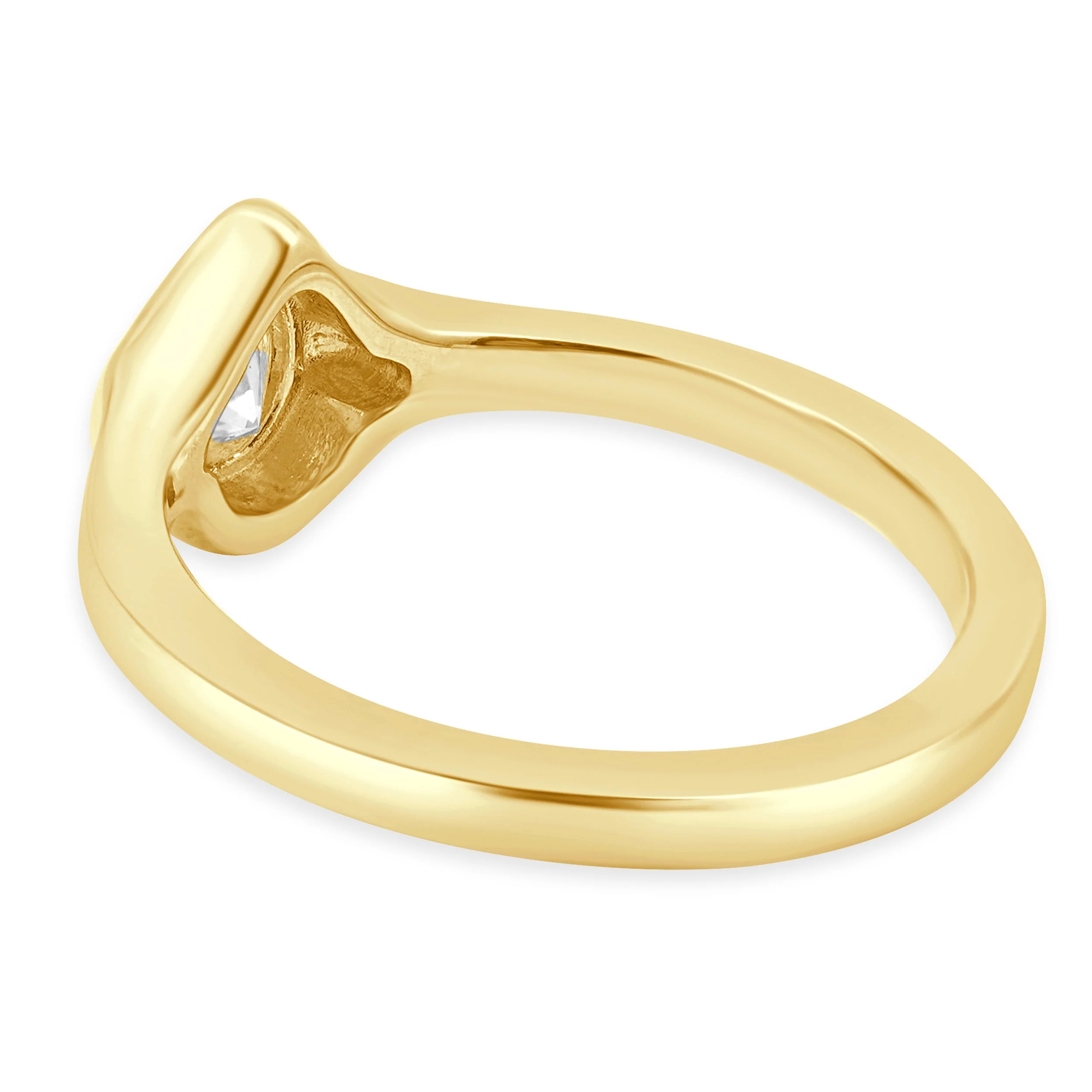 14 Karat Yellow Gold and Flush Set Pear Cut Diamond Solitaire Fashion Ring - Image 3