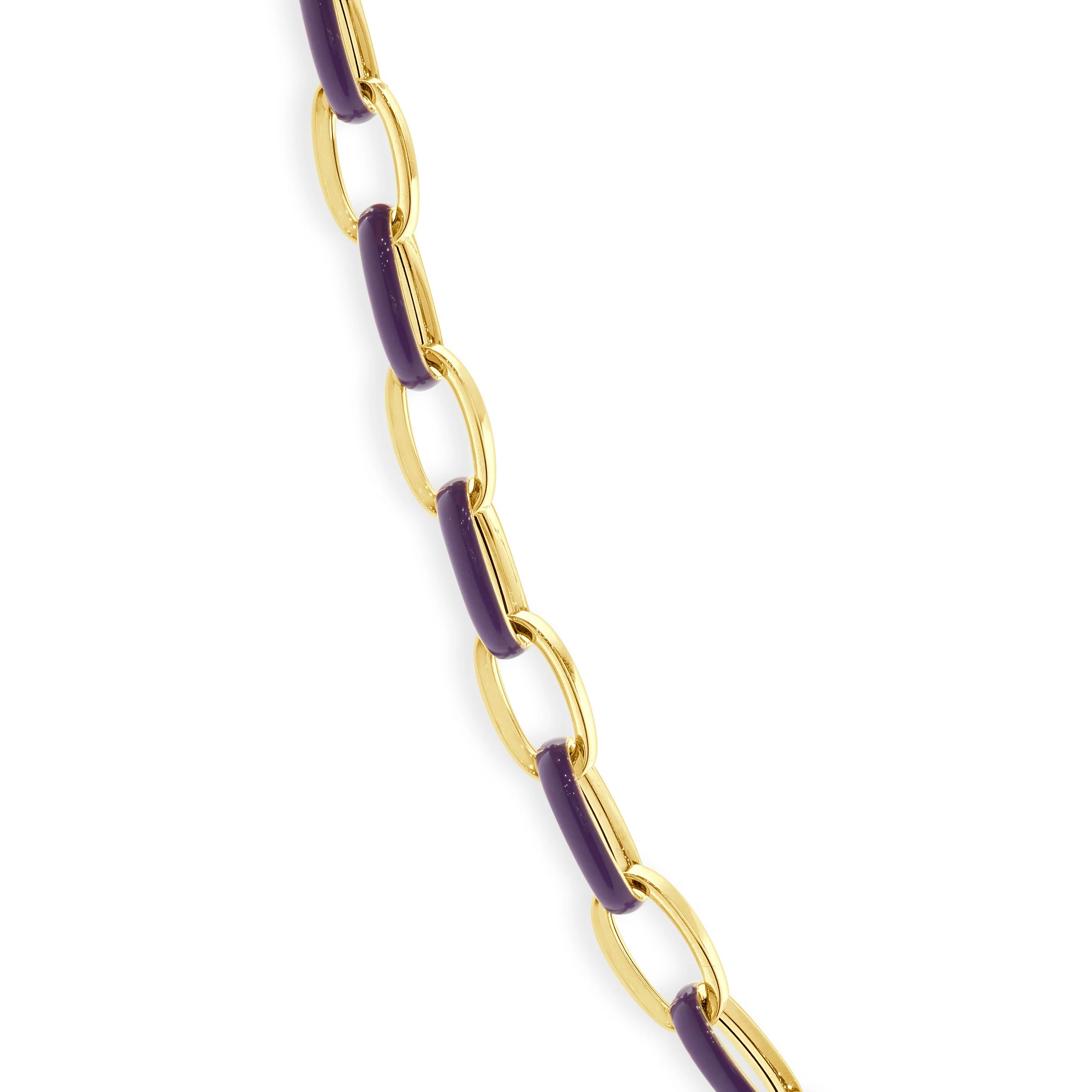 14 Karat Yellow Gold and Purple Enamel Oval Link Chain Necklace - Image 2