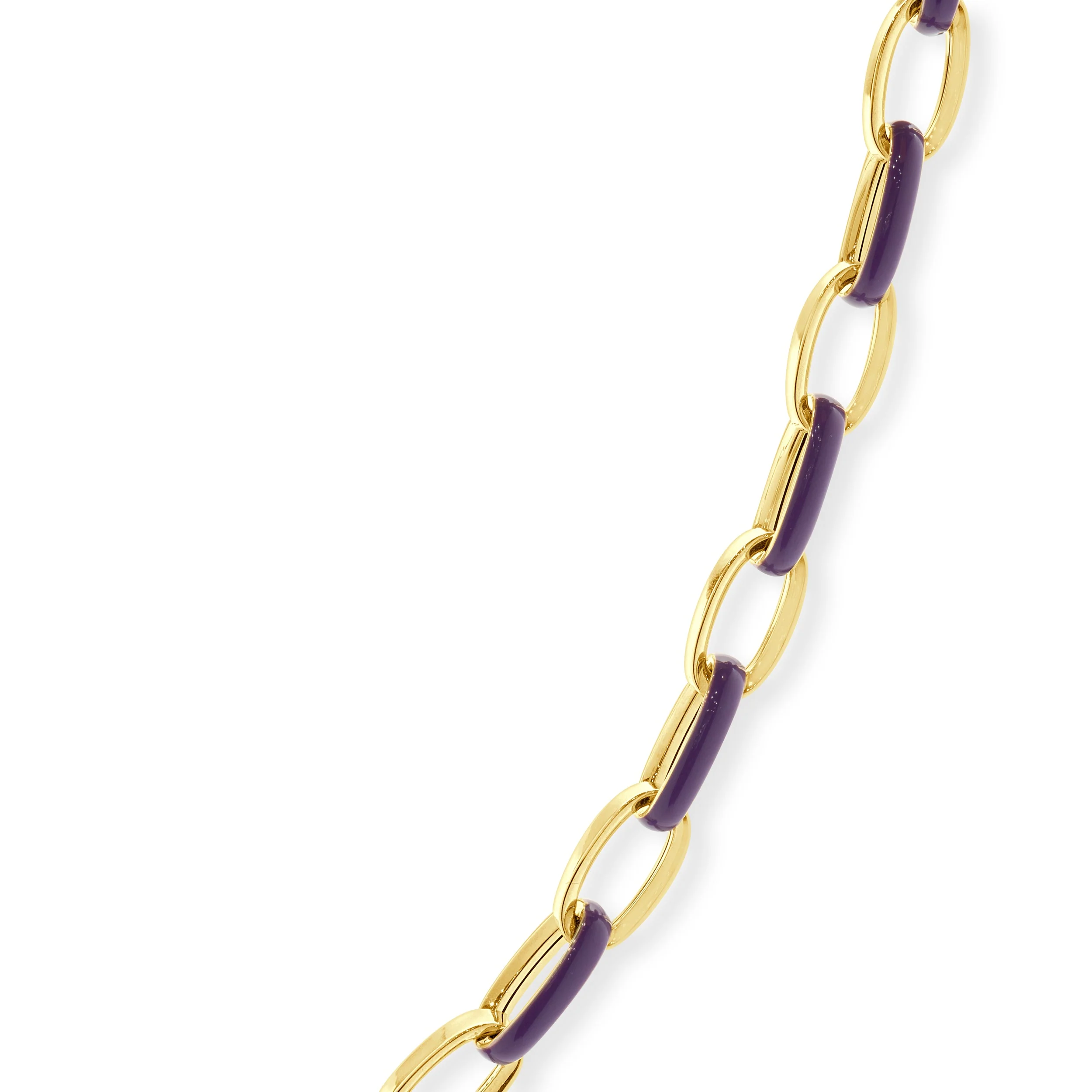 14 Karat Yellow Gold and Purple Enamel Oval Link Chain Necklace - Image 3