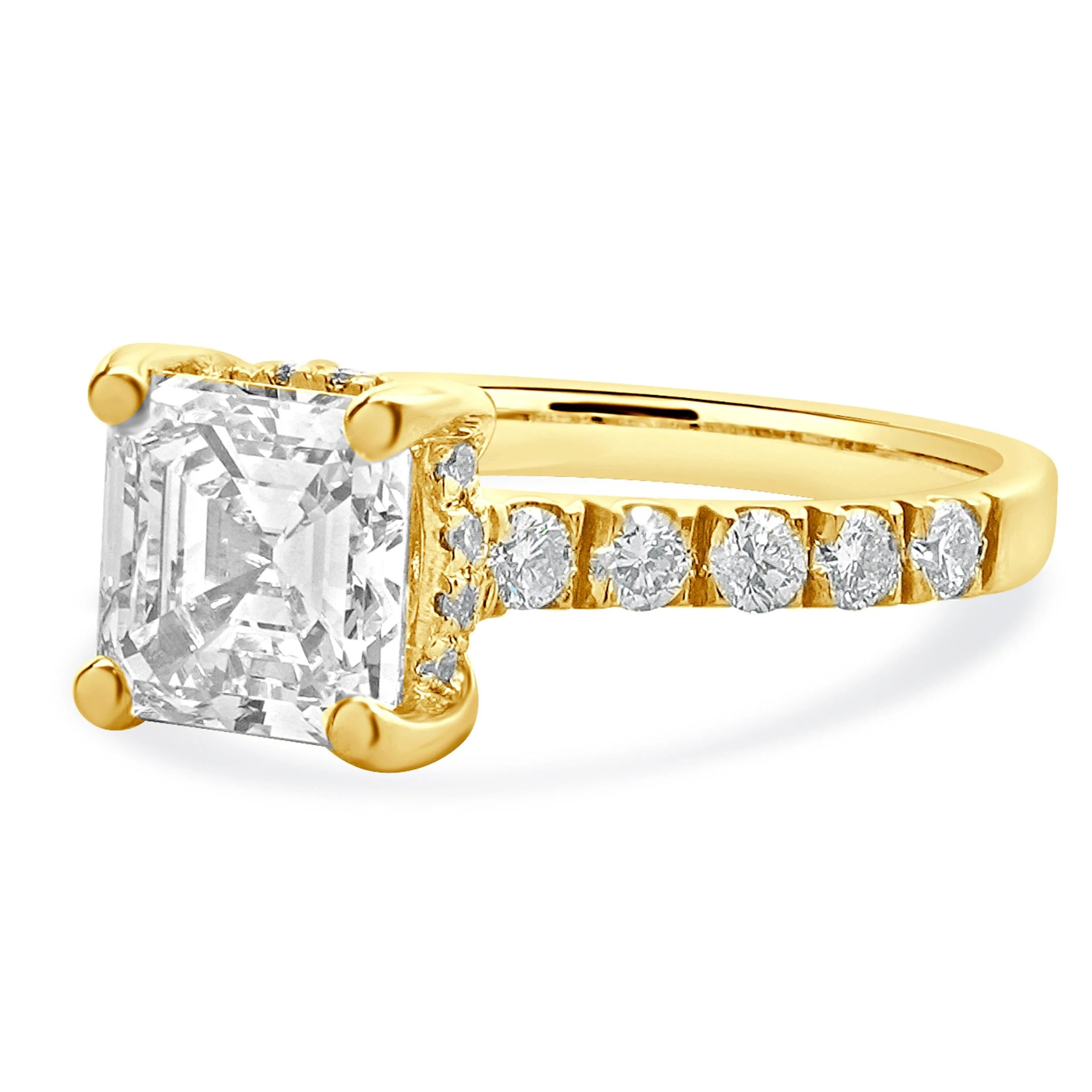 14 Karat Yellow Gold Asscher Cut Diamond Engagement Ring - Image 2