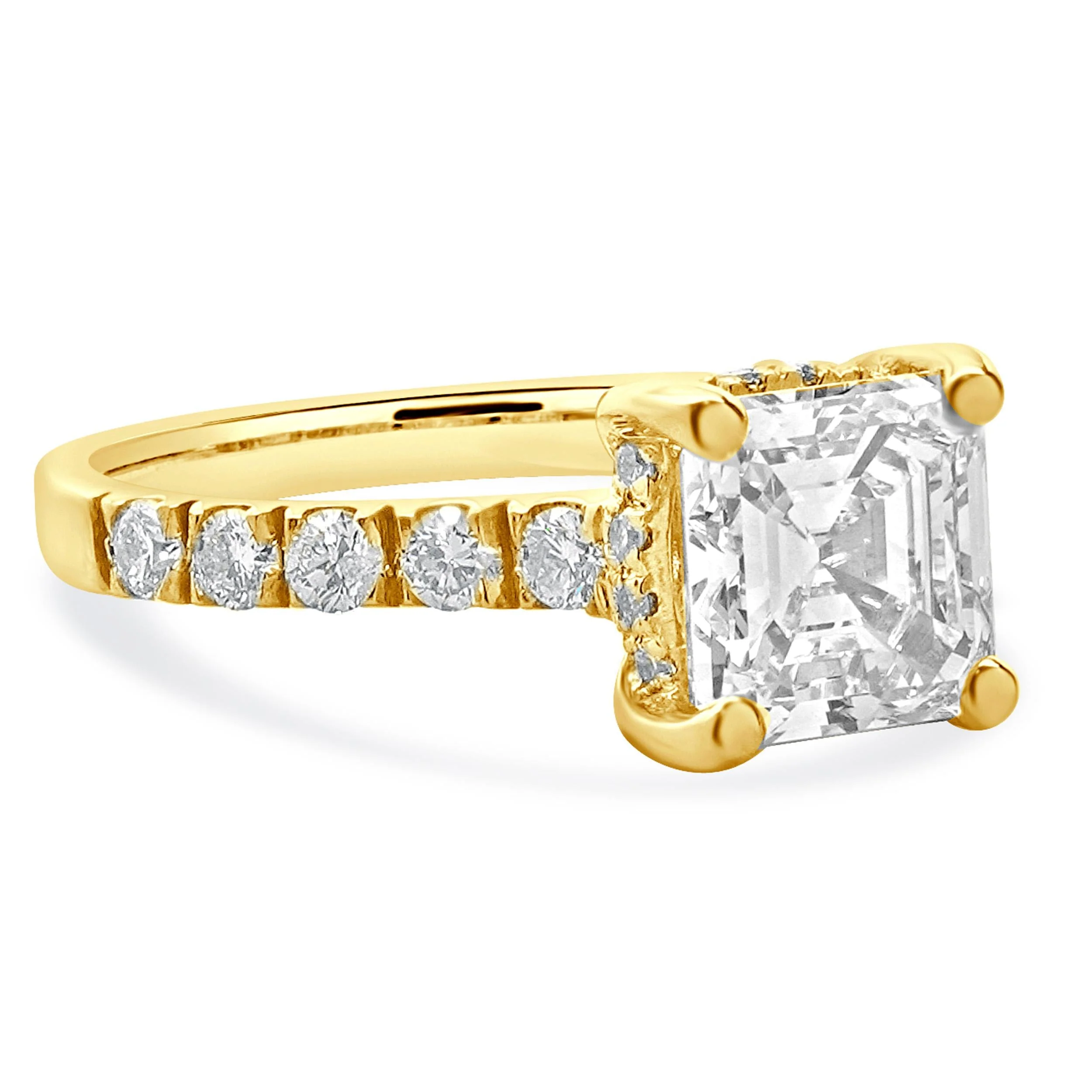 14 Karat Yellow Gold Asscher Cut Diamond Engagement Ring - Image 3