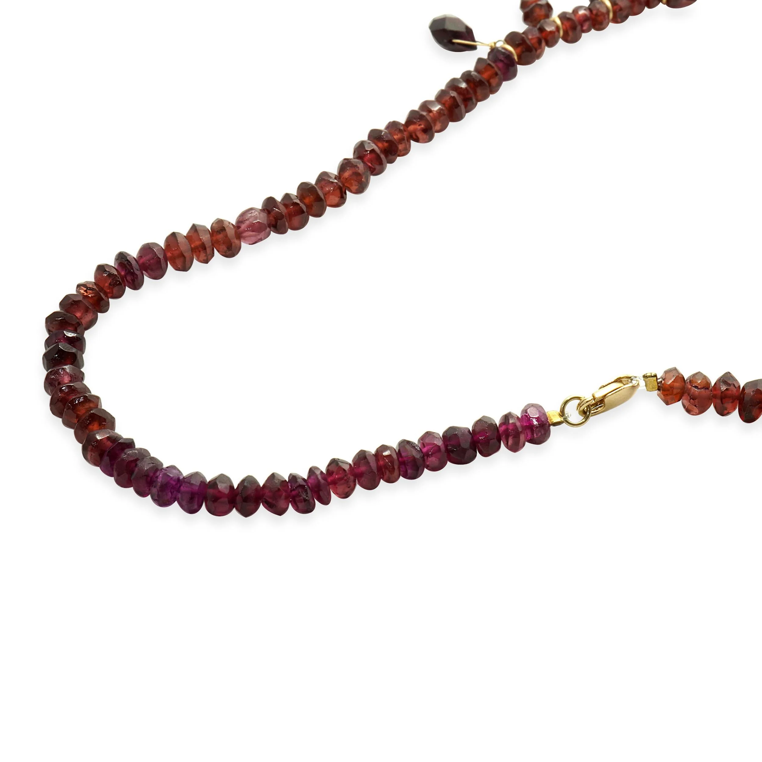 14 Karat Yellow Gold Beaded Garnet Necklace - Image 4