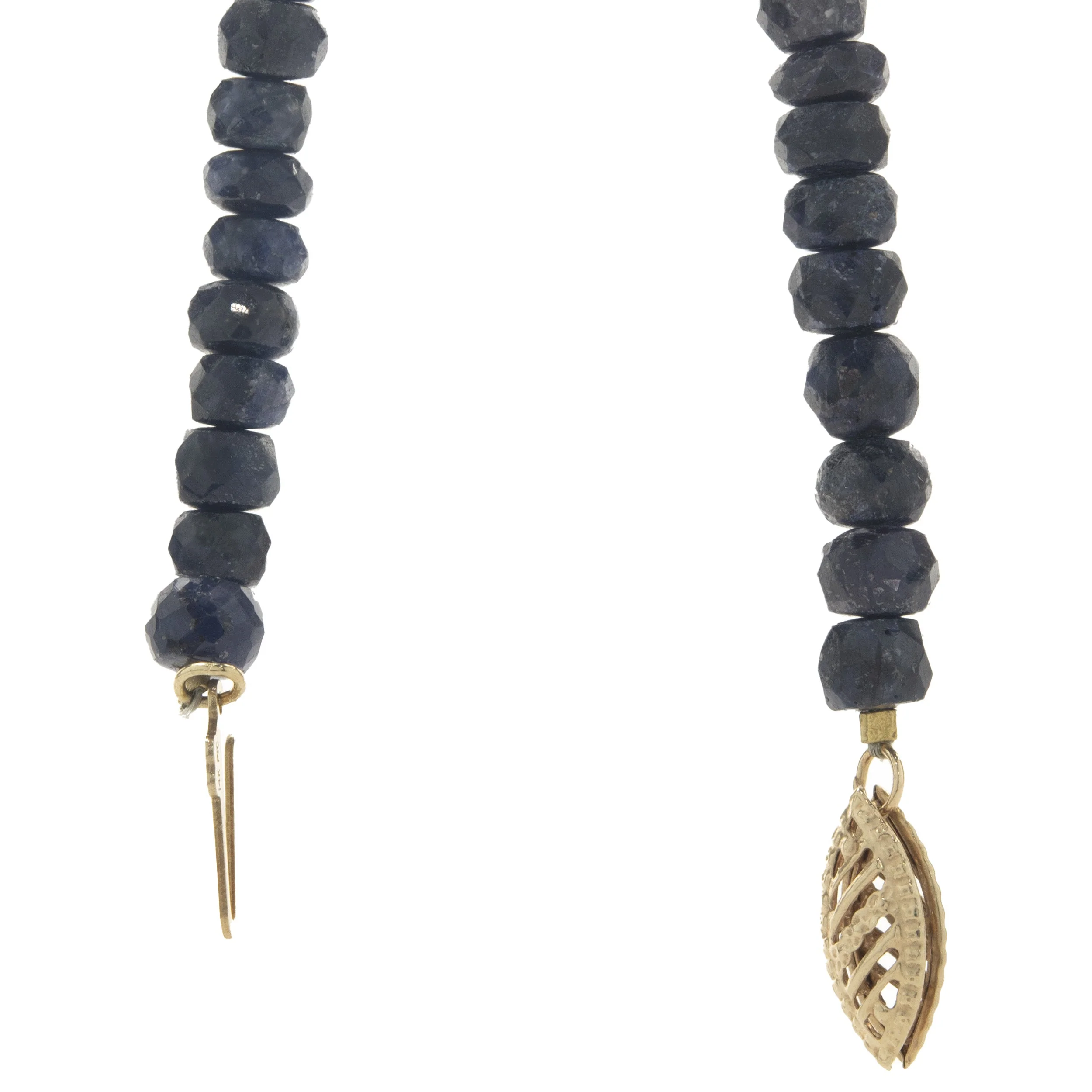 14 Karat Yellow Gold Beaded Sapphire and Pearl Necklace - Image 3