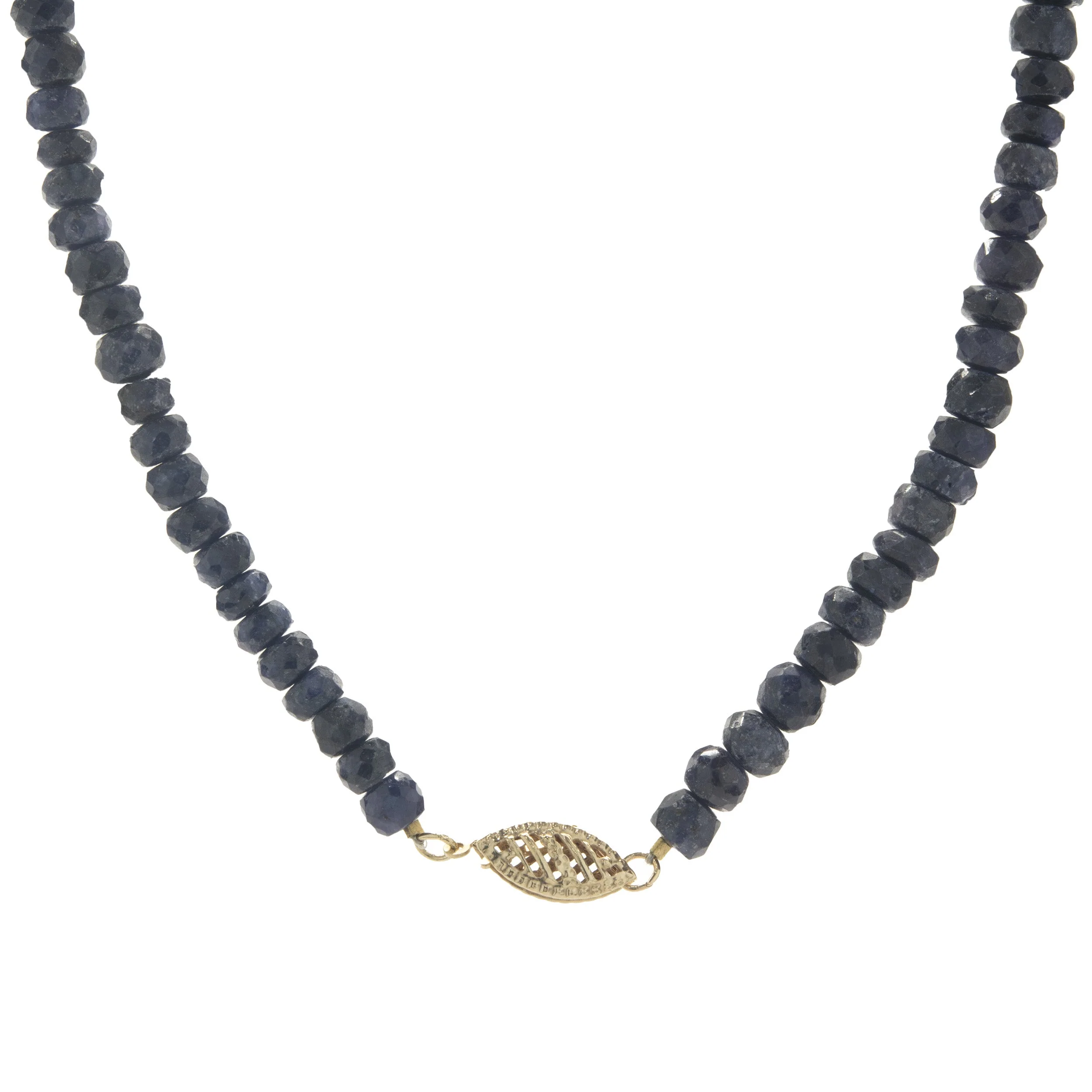 14 Karat Yellow Gold Beaded Sapphire and Pearl Necklace - Image 4