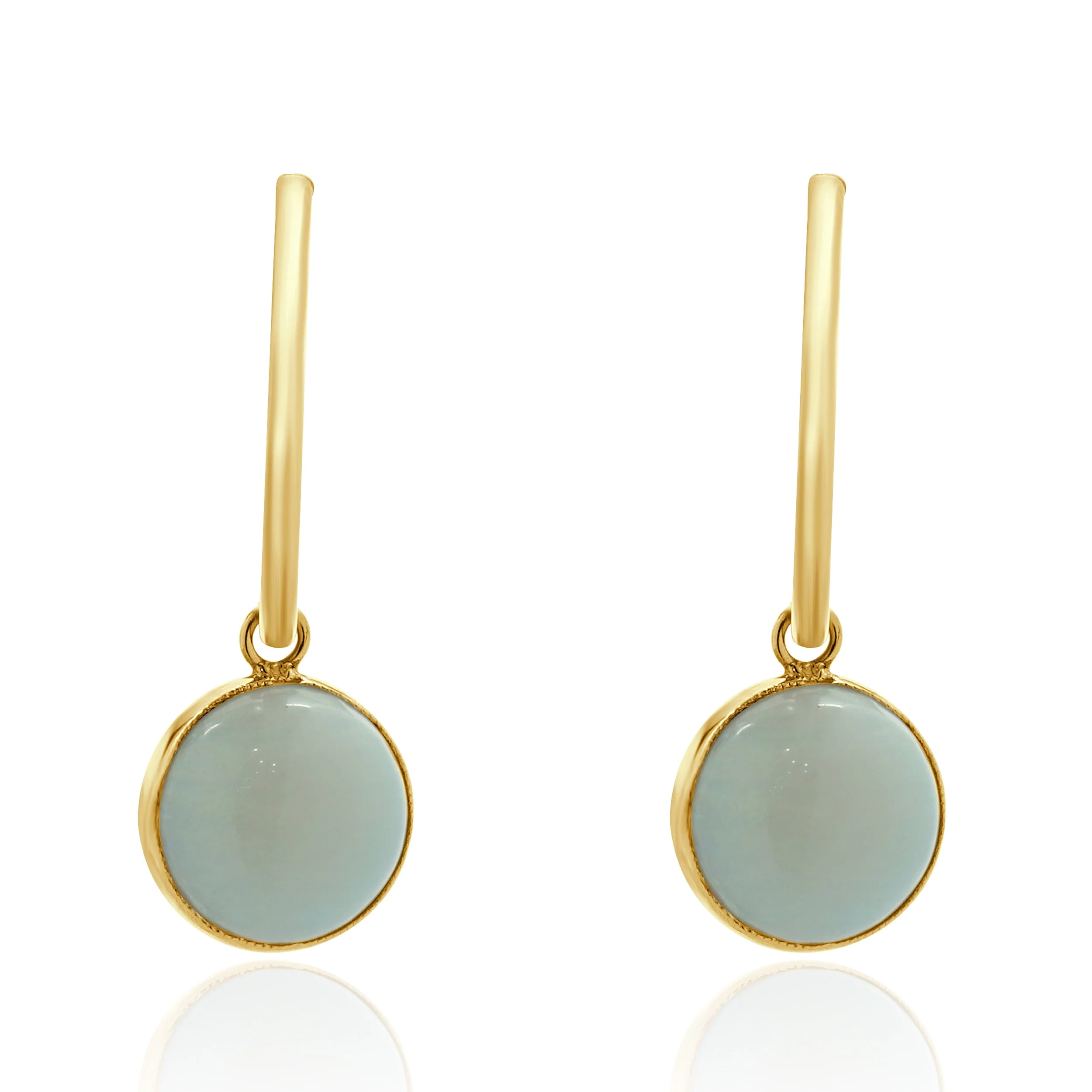 14 Karat Yellow Gold Bezel Set Opal Endless Hoop Earrings