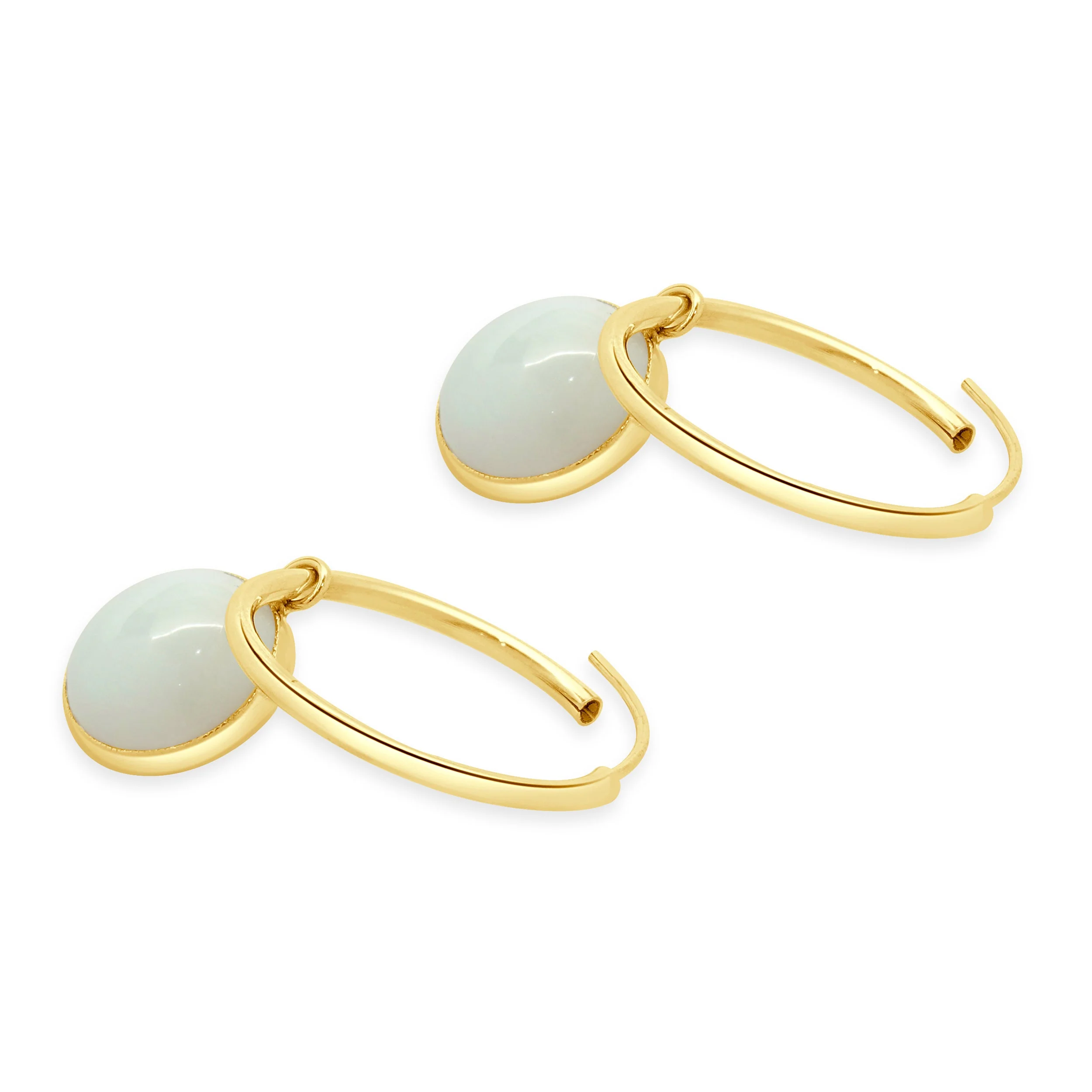 14 Karat Yellow Gold Bezel Set Opal Endless Hoop Earrings - Image 4