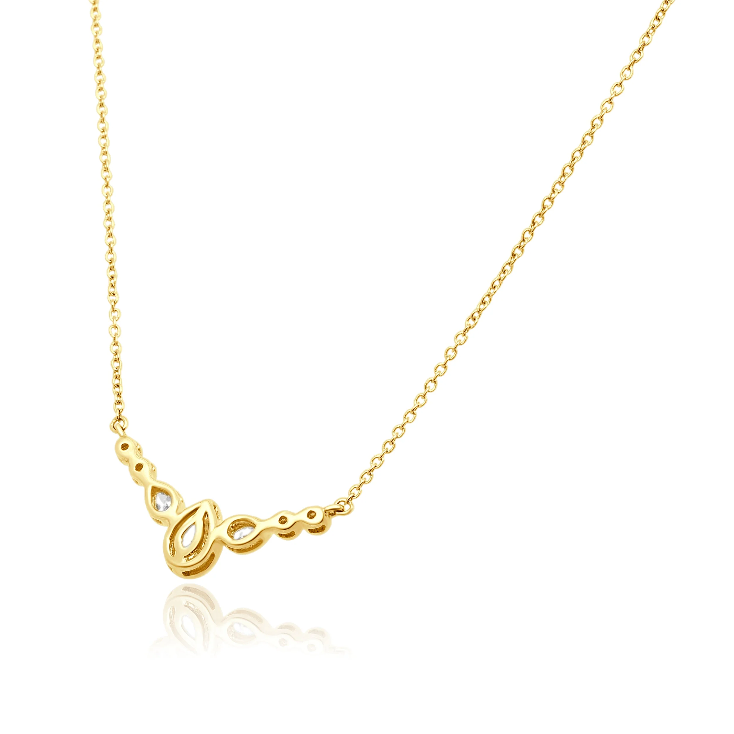 14 Karat Yellow Gold Bezel Set Pear Cut and Round Diamond Smile Necklace - Image 3