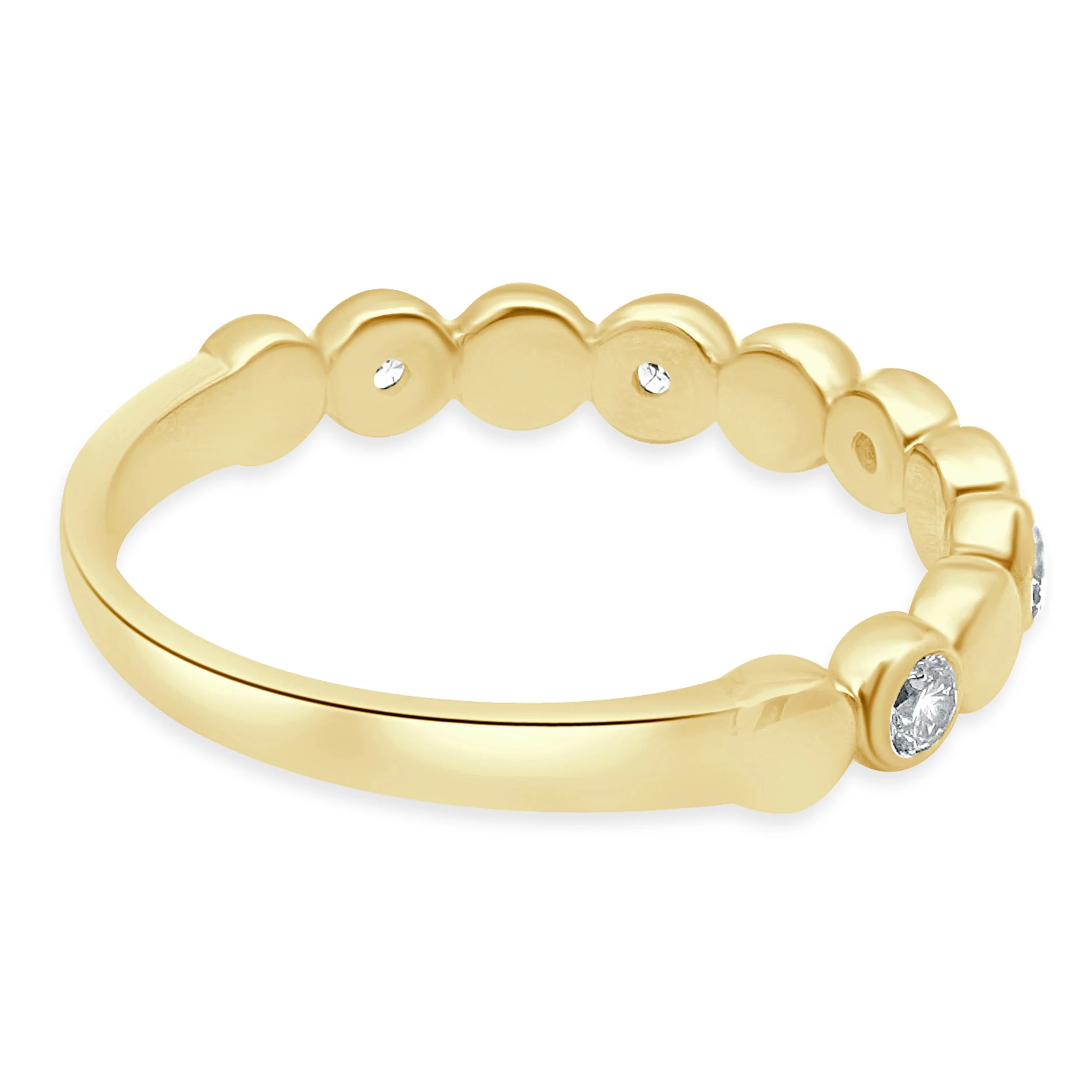 14 Karat Yellow Gold Bezel Set Round Diamond Station Band - Image 4