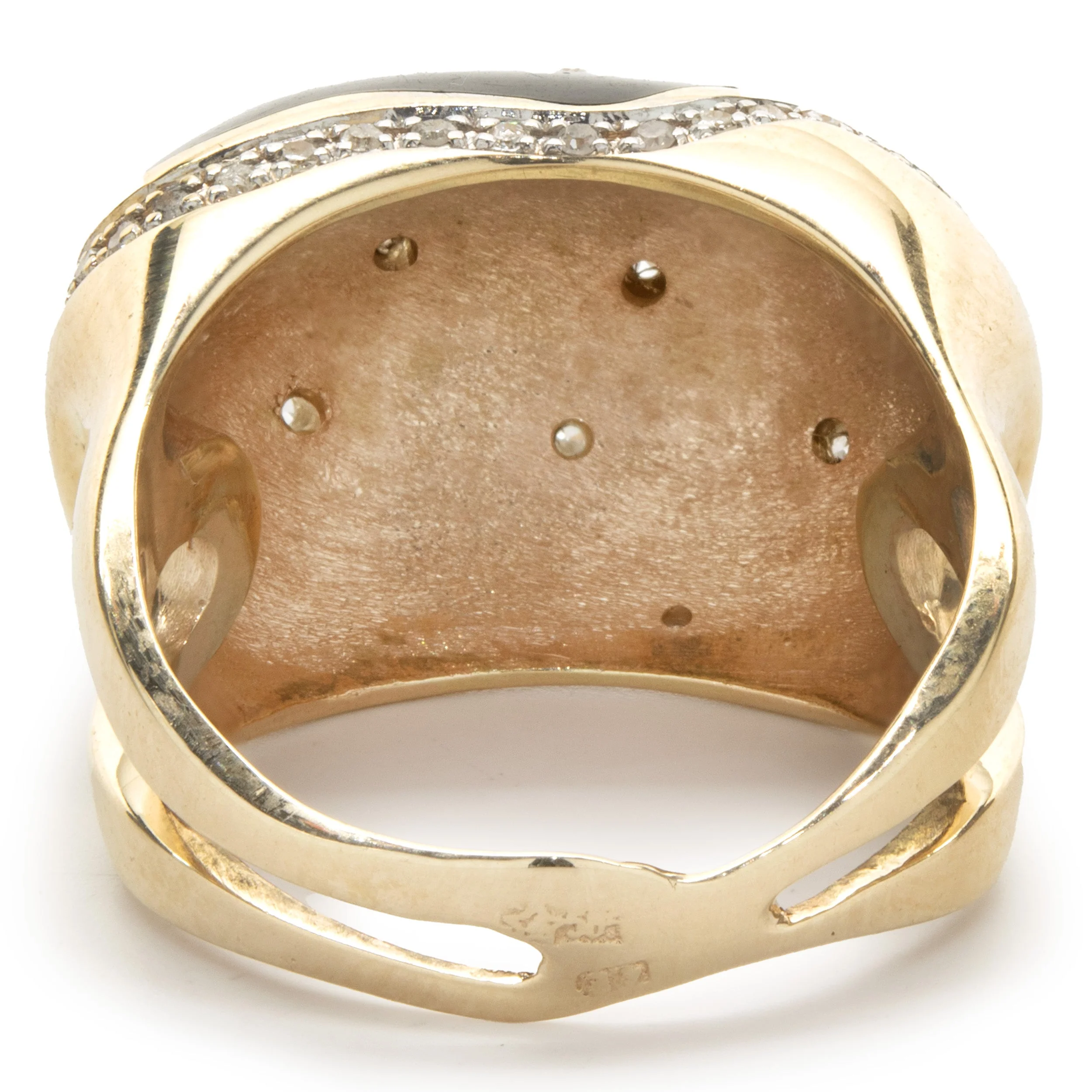 14 Karat Yellow Gold Black Enamel and Diamond Cocktail Ring - Image 2