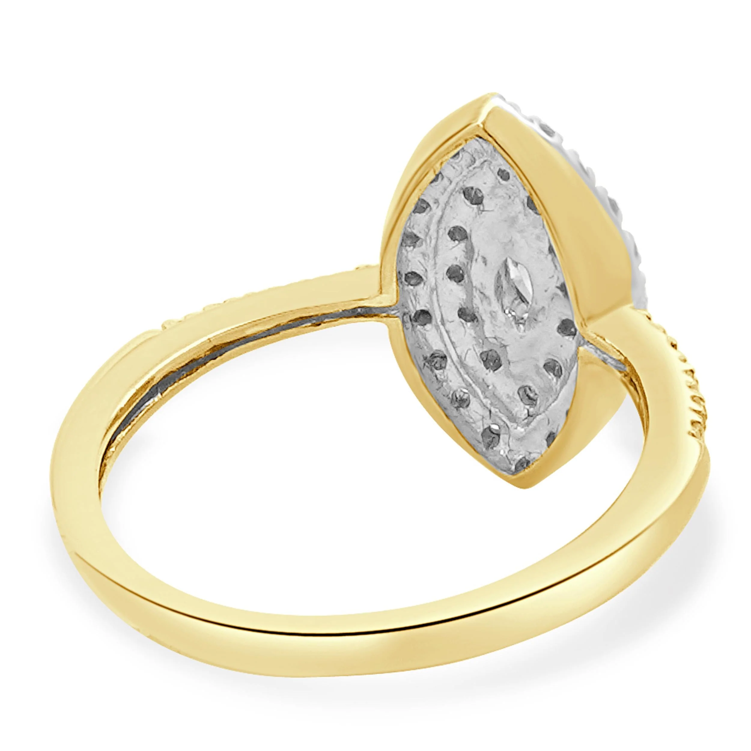 14 Karat Yellow Gold Brown & White Diamond Marquise Shaped Cocktail Ring - Image 4