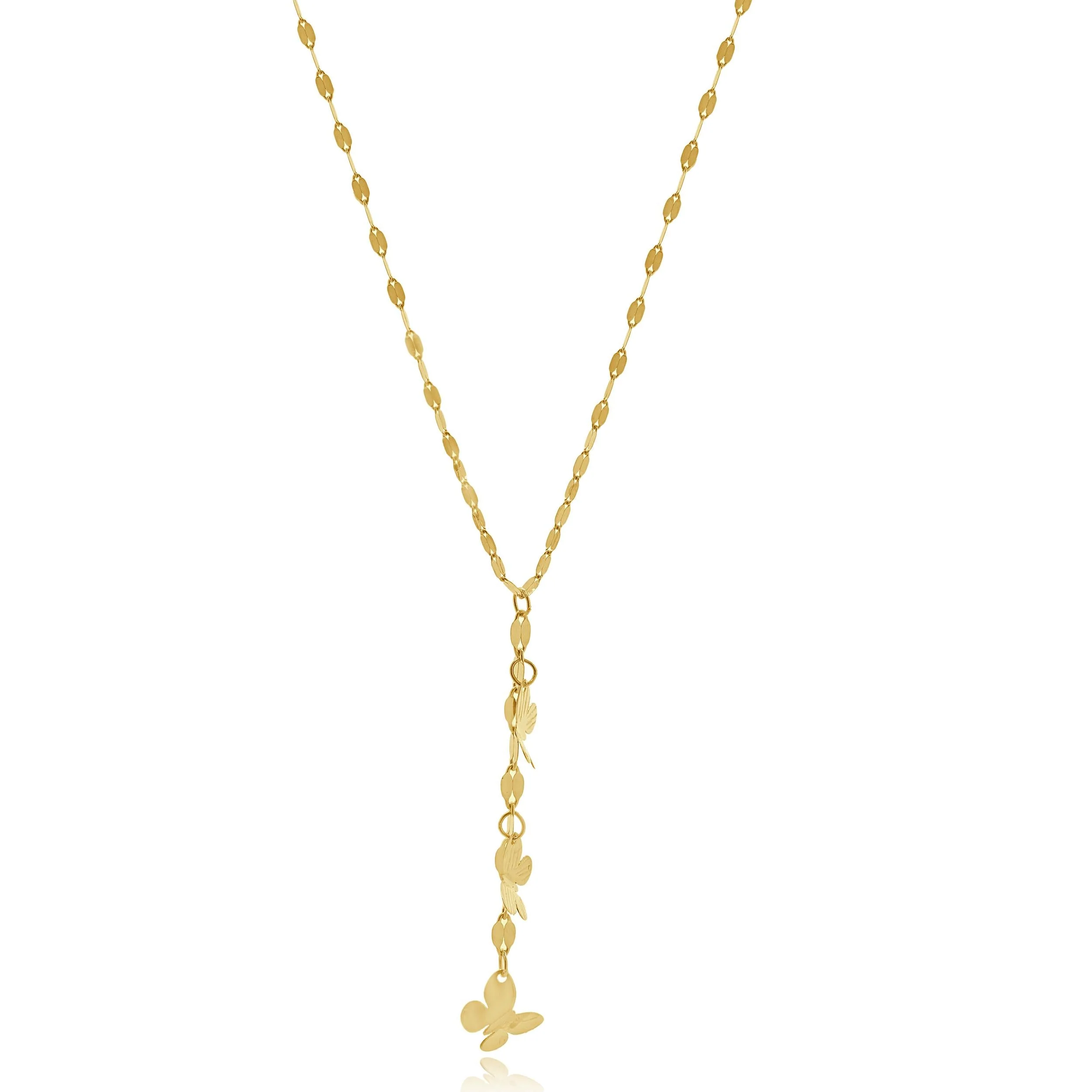 14 Karat Yellow Gold Butterfly Mirror Chain Necklace - Image 2