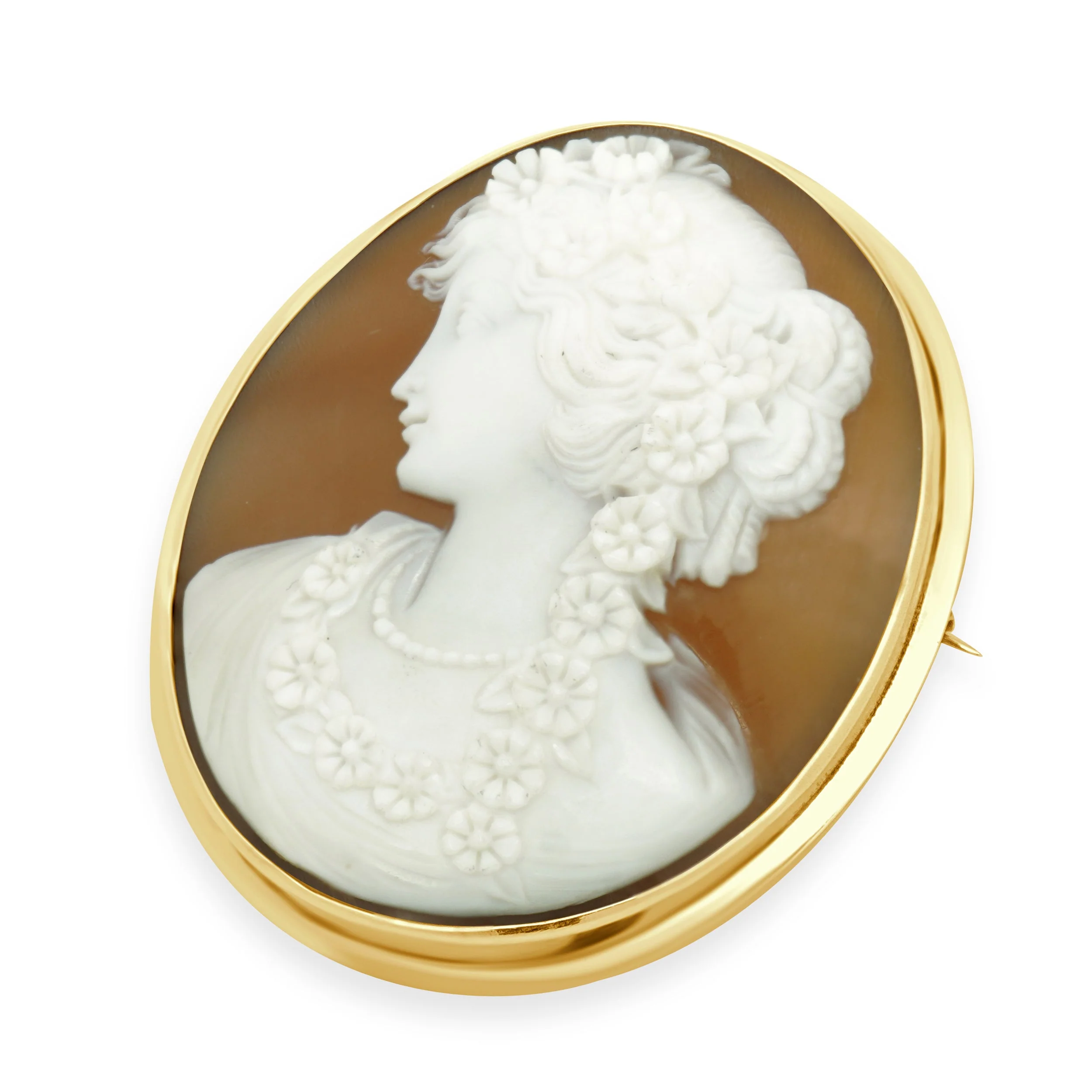 14 Karat Yellow Gold Cameo Brooch