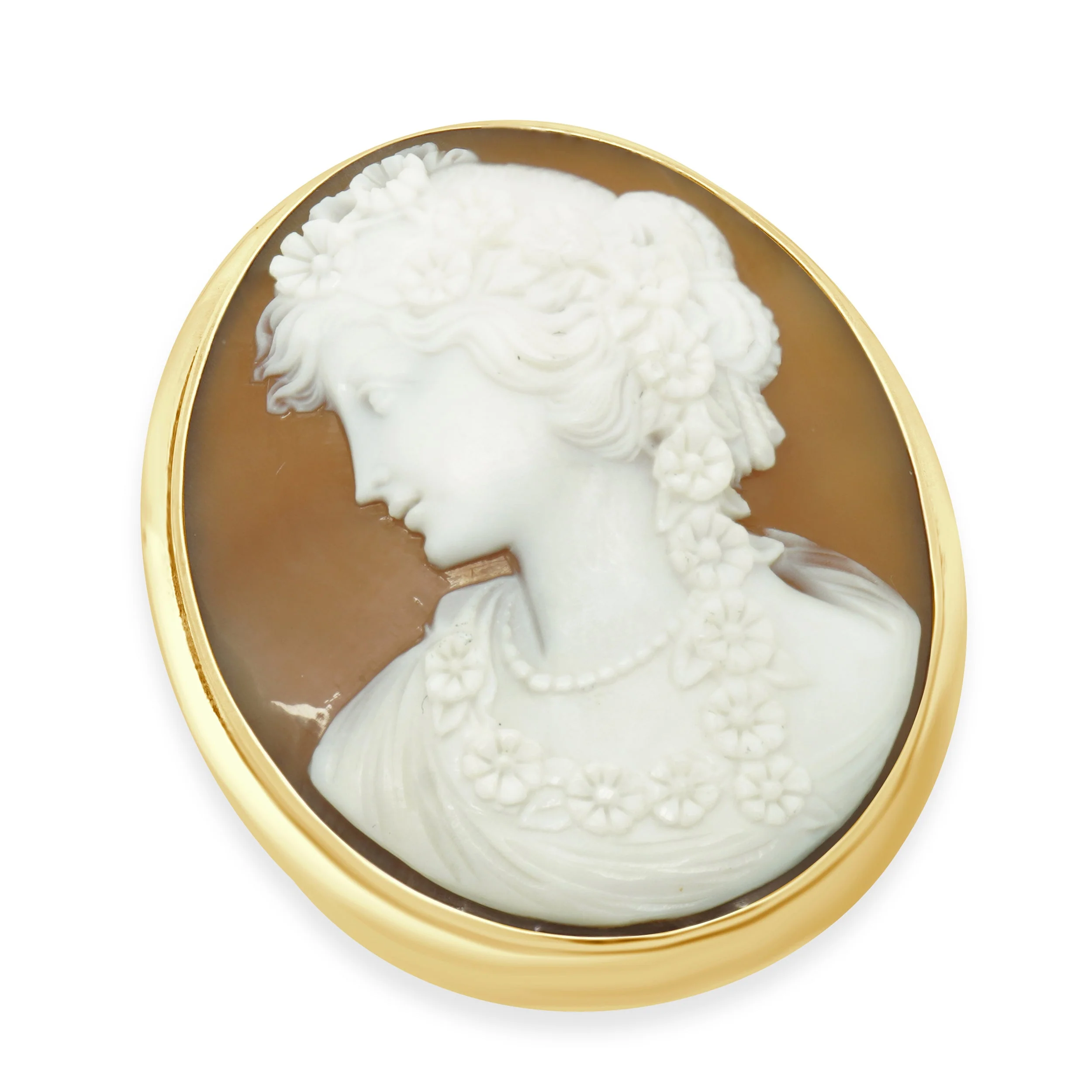 14 Karat Yellow Gold Cameo Brooch - Image 2