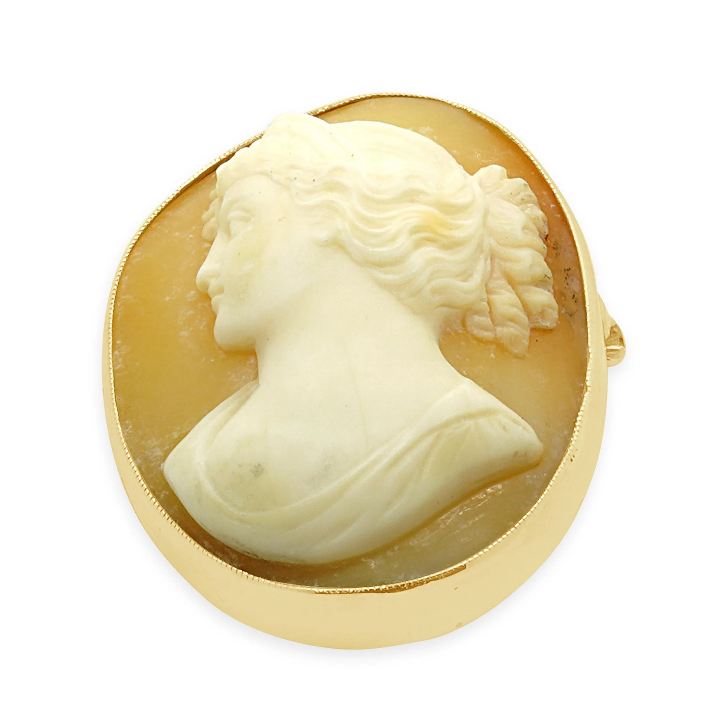 14 Karat Yellow Gold Carved Cameo Pin