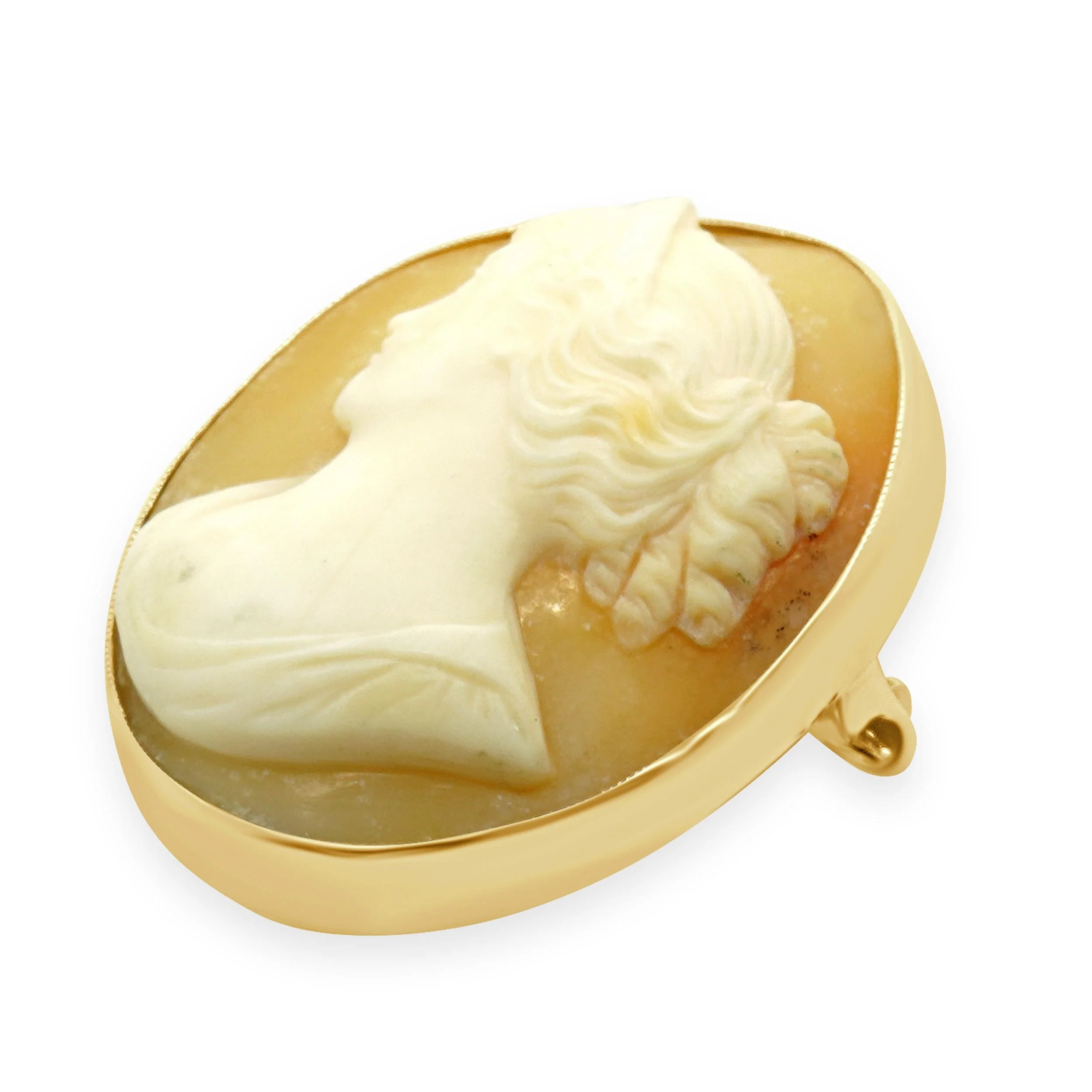 14 Karat Yellow Gold Carved Cameo Pin - Image 2