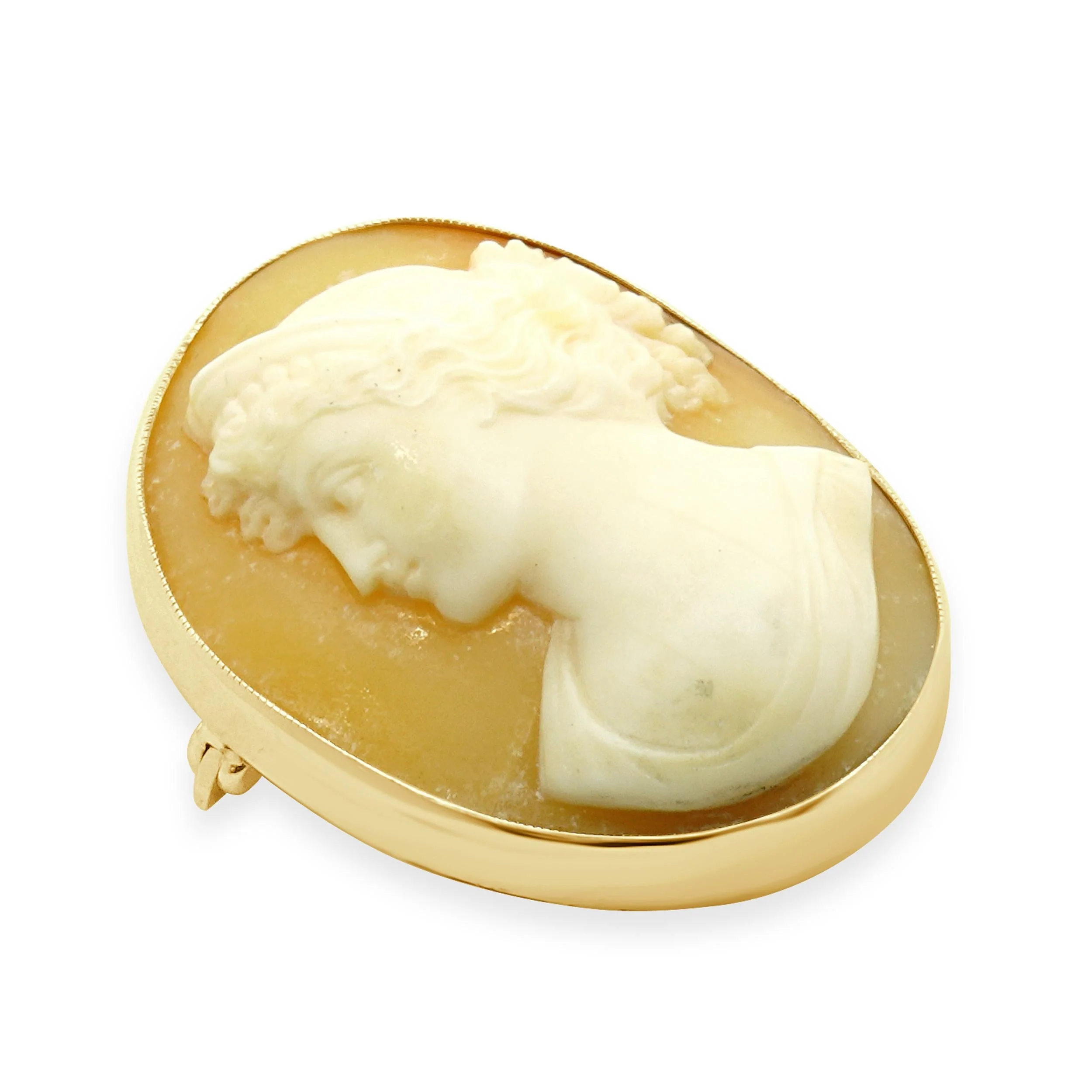 14 Karat Yellow Gold Carved Cameo Pin - Image 3