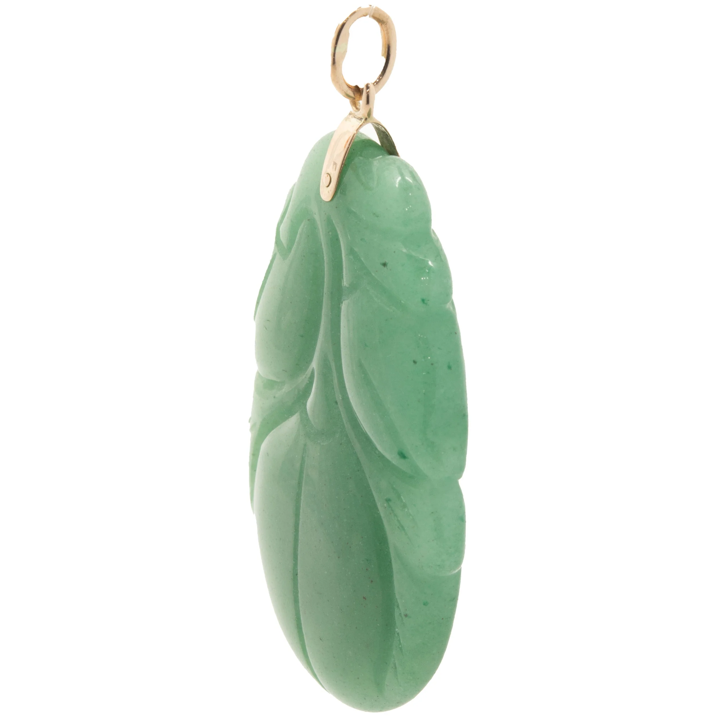 14 Karat Yellow Gold Carved Jade Pendant - Image 2