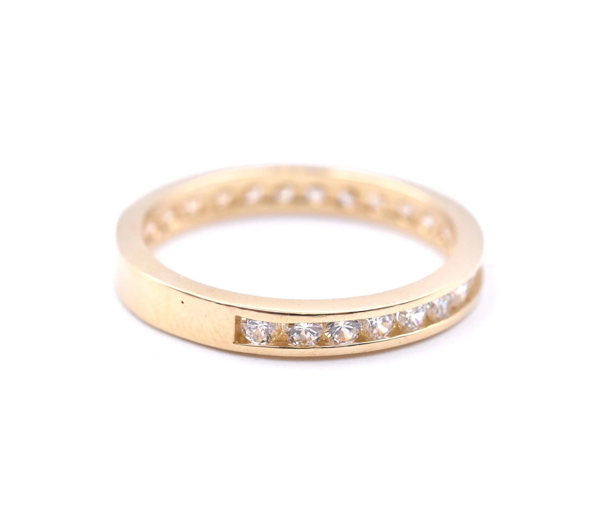 14 Karat Yellow Gold Channel Set Diamond Band - Image 2