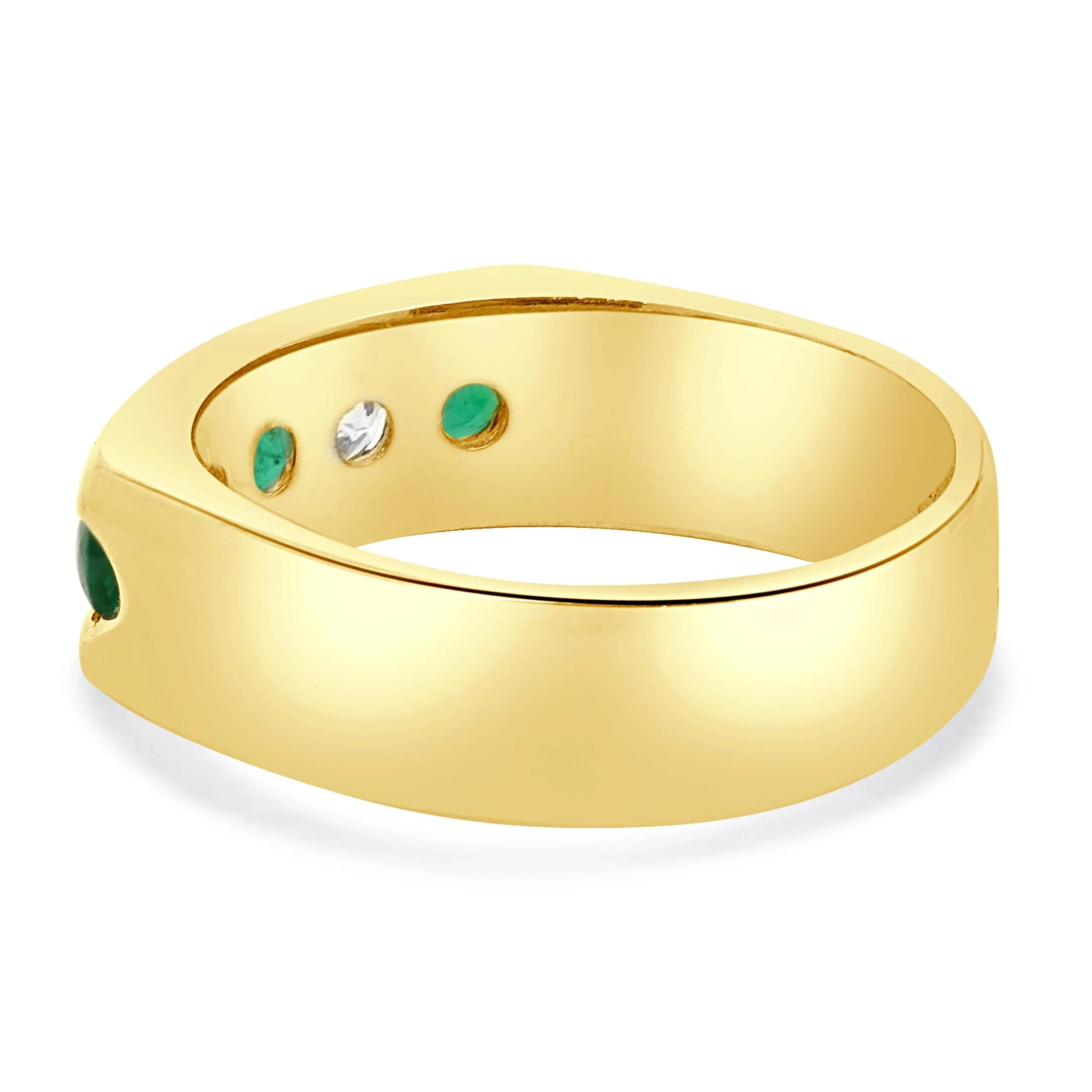 14 Karat Yellow Gold Channel Set Emerald and Diamond Ring - Image 4