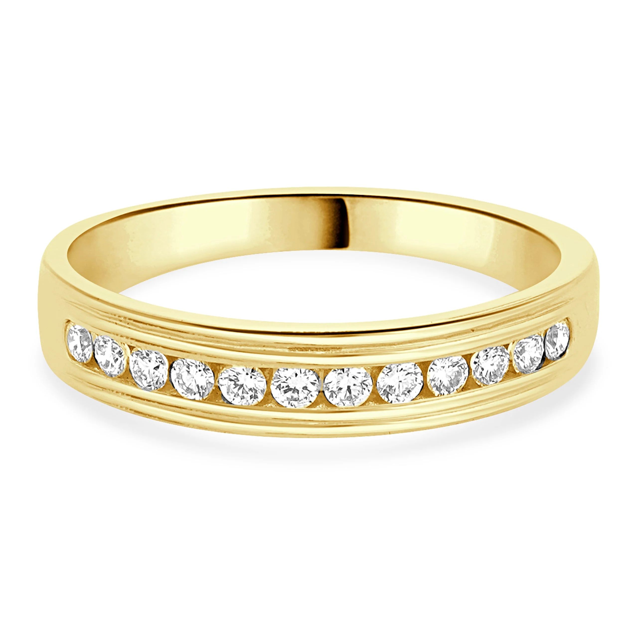 14 Karat Yellow Gold Channel Set Round Diamond band