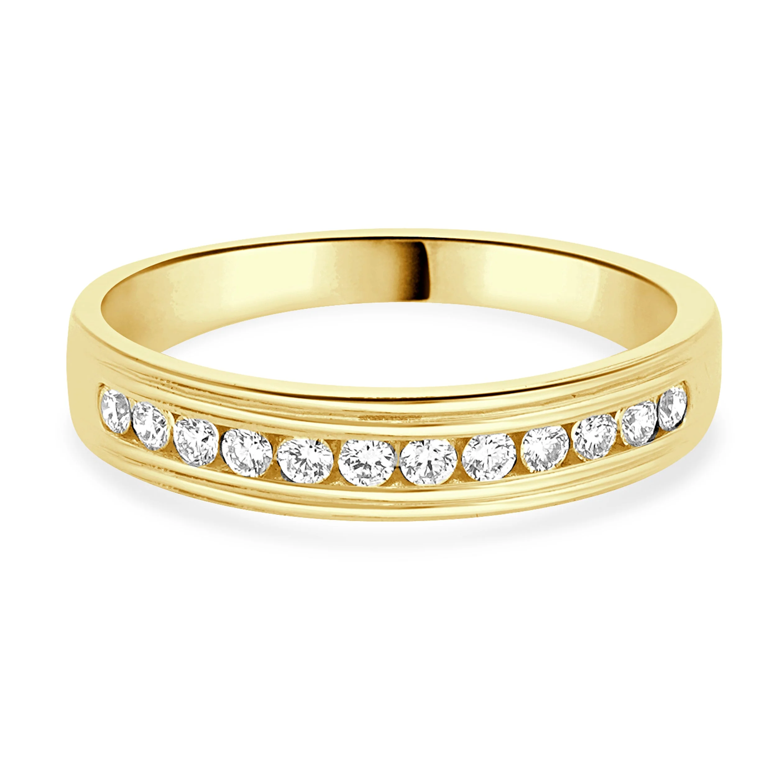 14 Karat Yellow Gold Channel Set Round Diamond band - Image 2