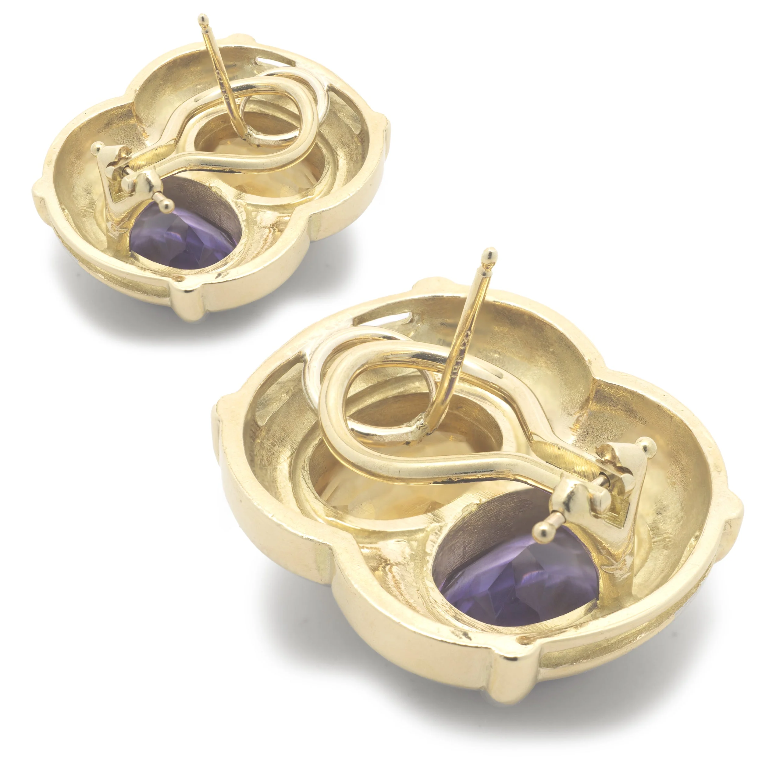 14 Karat Yellow Gold Citrine and Amethyst Earrings - Image 3