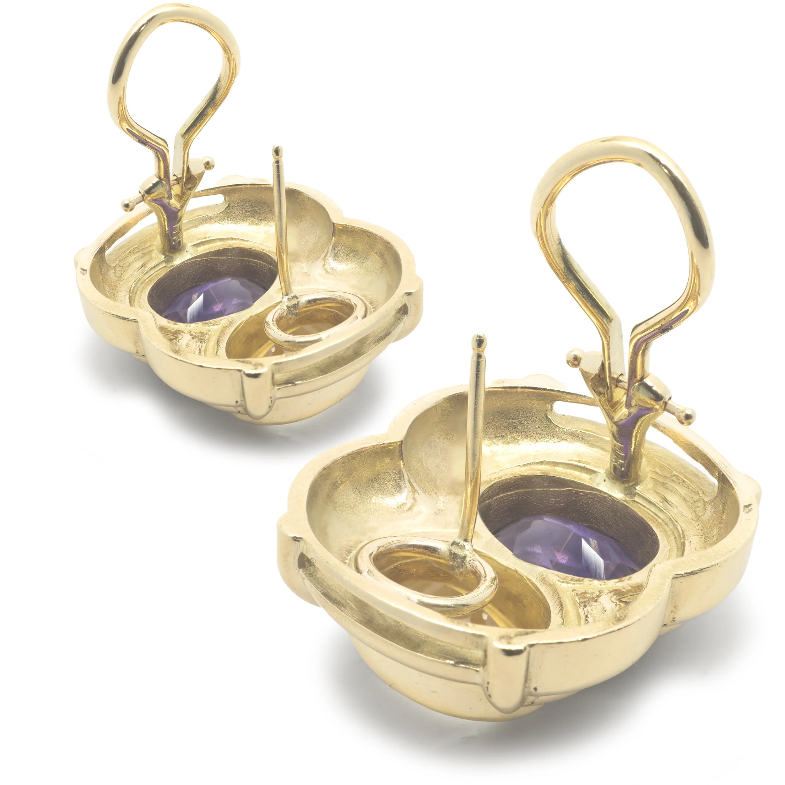 14 Karat Yellow Gold Citrine and Amethyst Earrings - Image 4