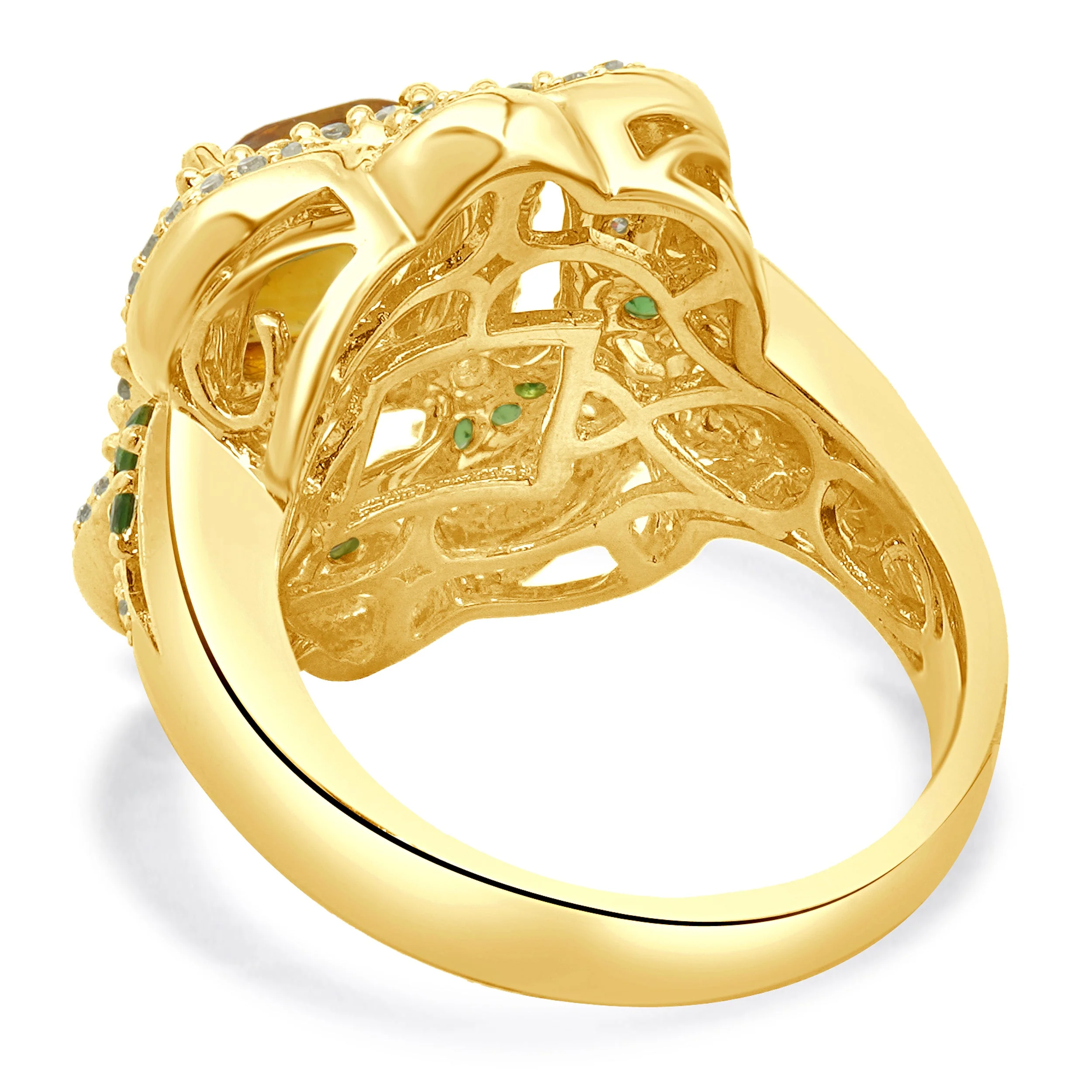 14 Karat Yellow Gold Citrine, Tsavorite, and Diamond Ring - Image 3