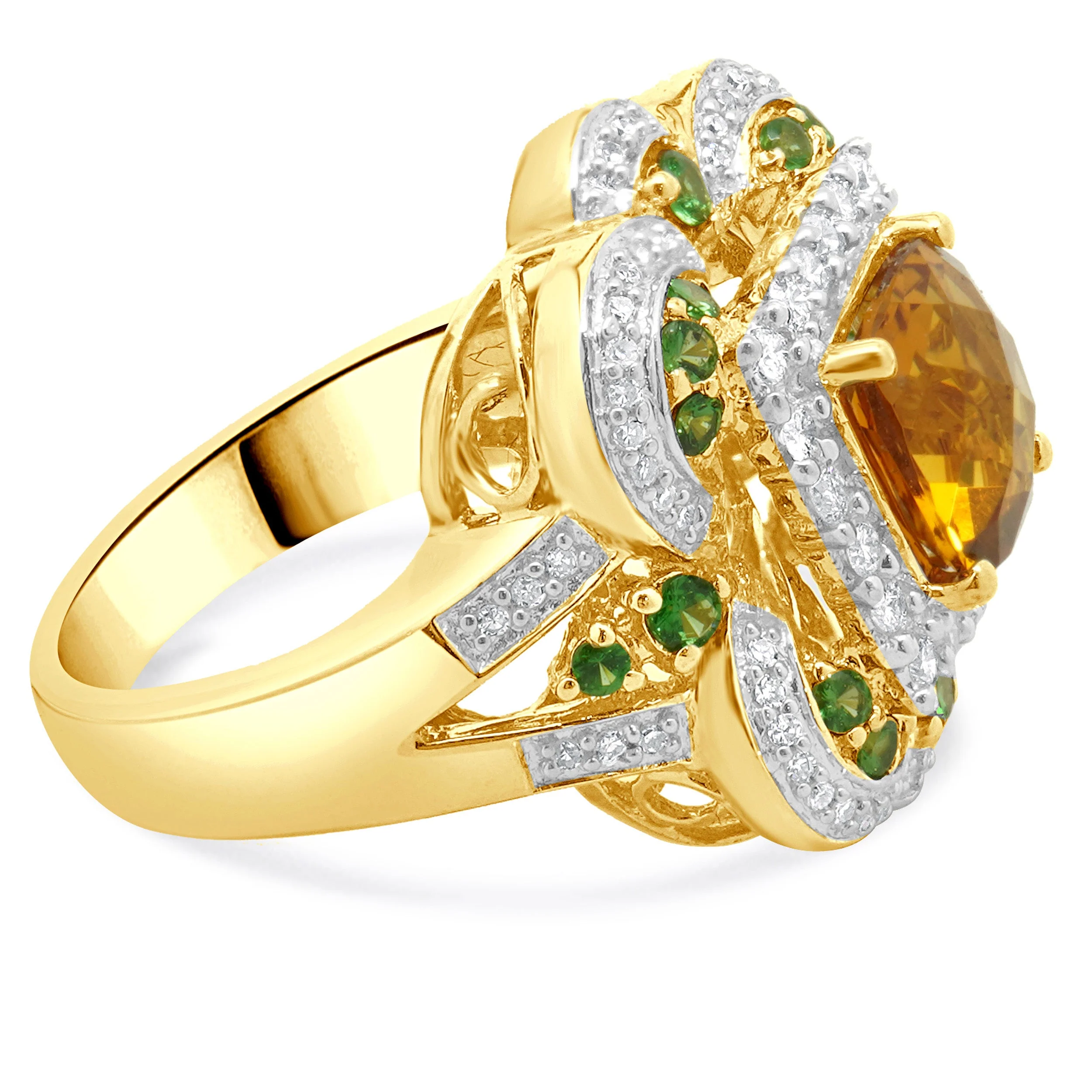 14 Karat Yellow Gold Citrine, Tsavorite, and Diamond Ring - Image 4