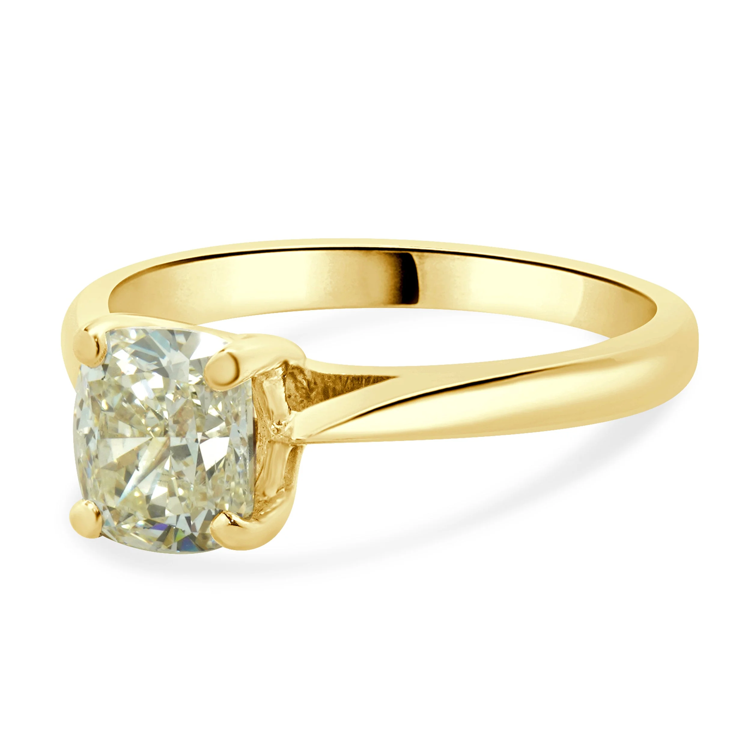 14 Karat Yellow Gold Cushion Cut Diamond Engagement Ring - Image 2