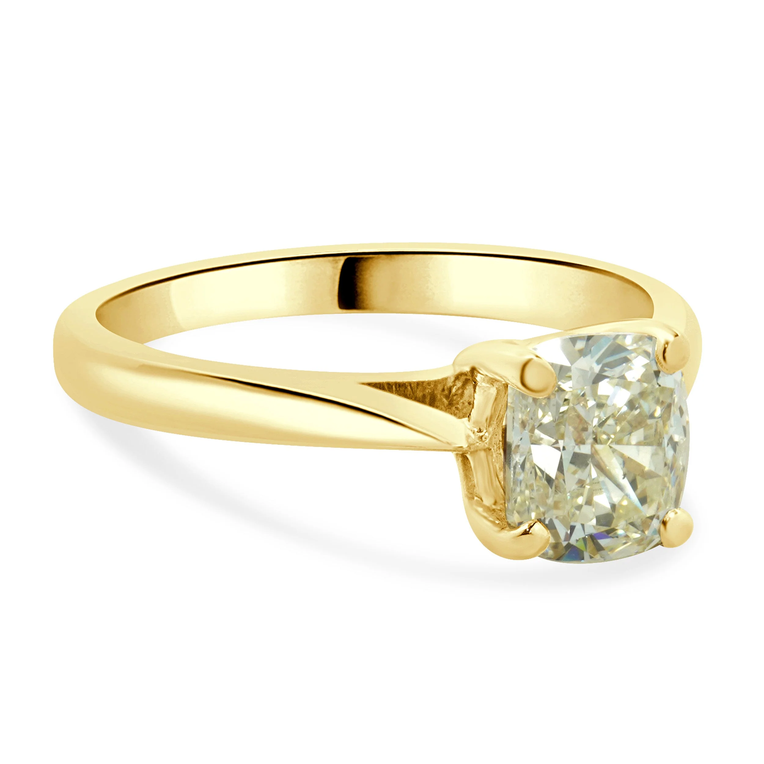 14 Karat Yellow Gold Cushion Cut Diamond Engagement Ring - Image 4
