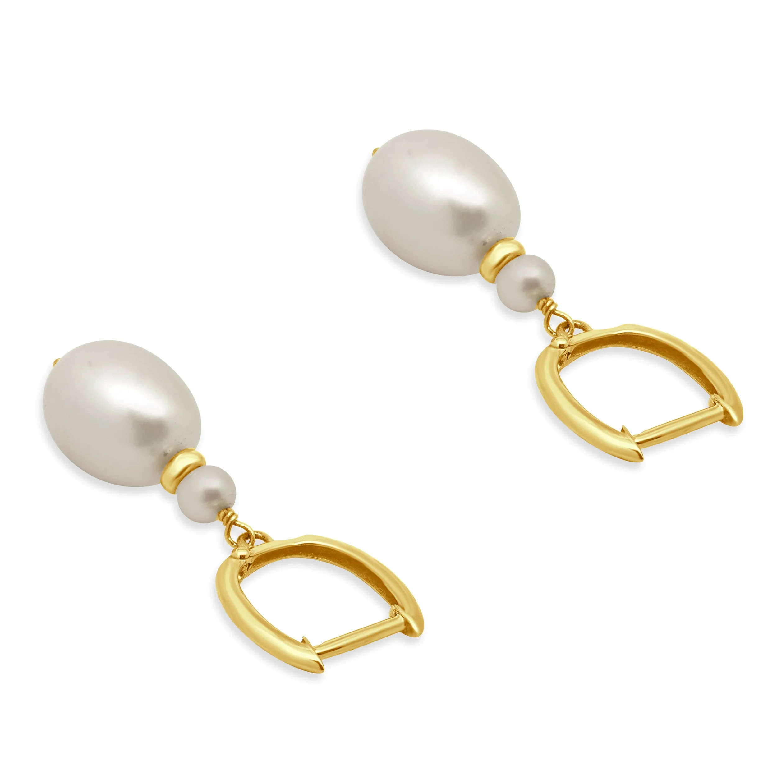 14 Karat Yellow Gold Dangle Pearl Earrings - Image 2