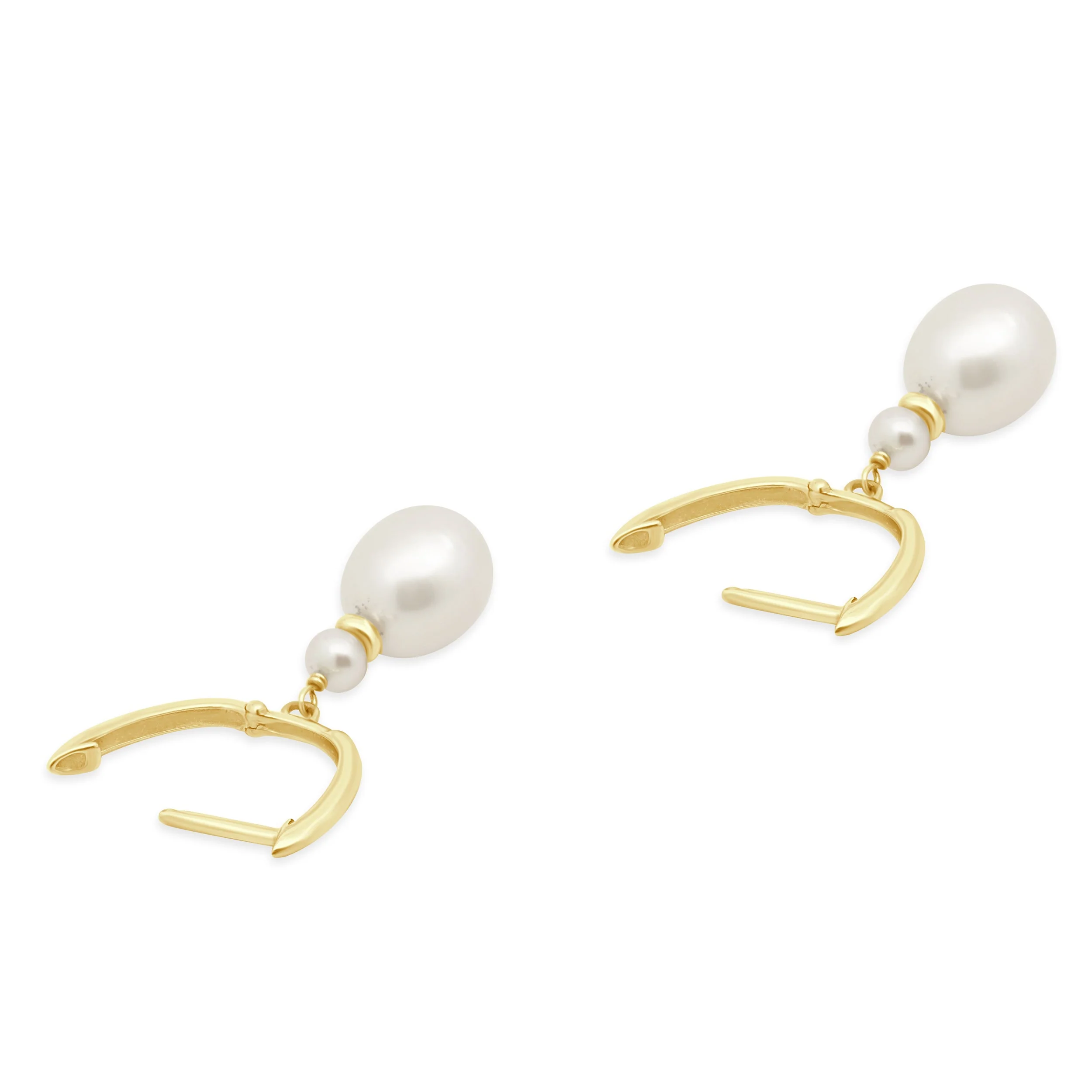 14 Karat Yellow Gold Dangle Pearl Earrings - Image 3
