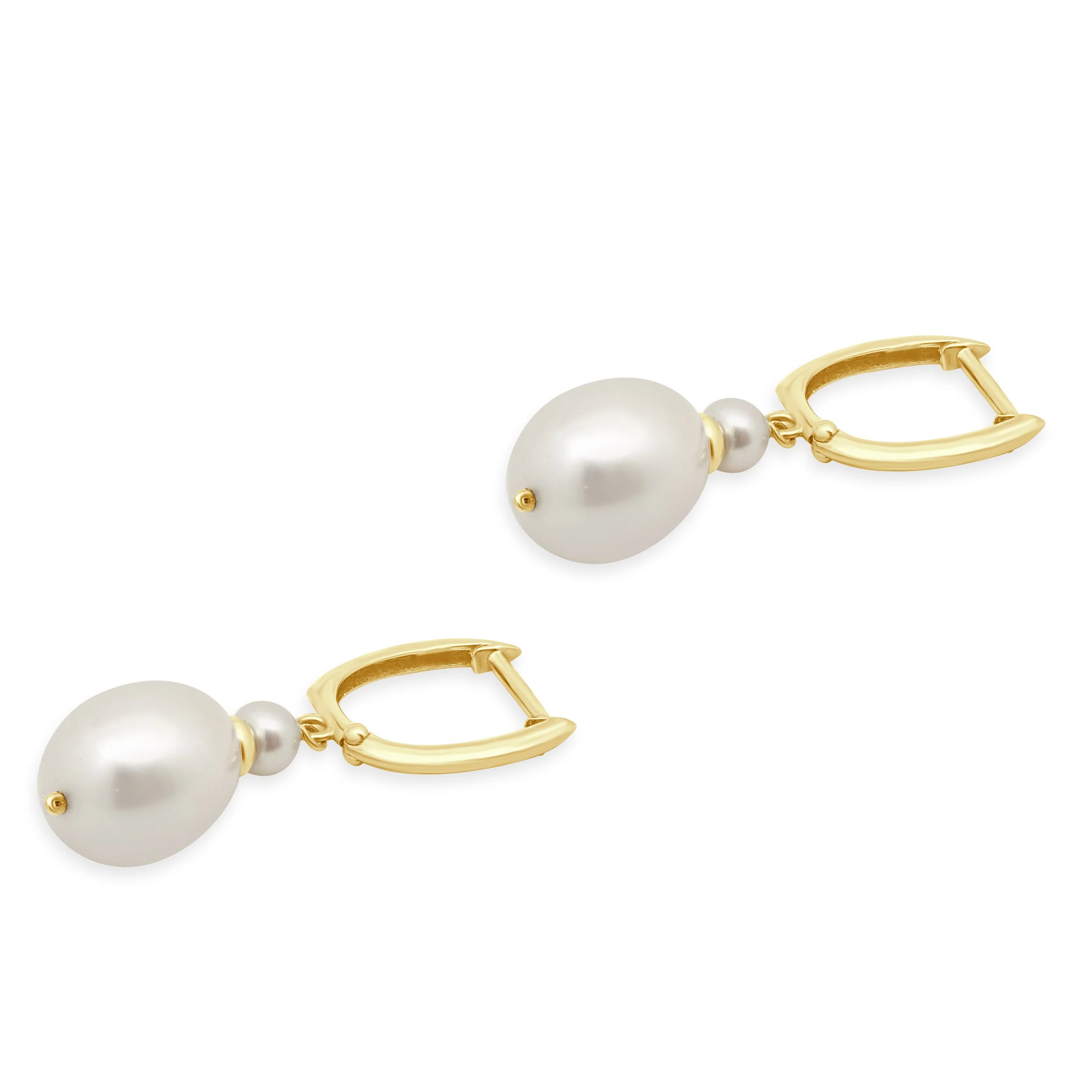14 Karat Yellow Gold Dangle Pearl Earrings - Image 4