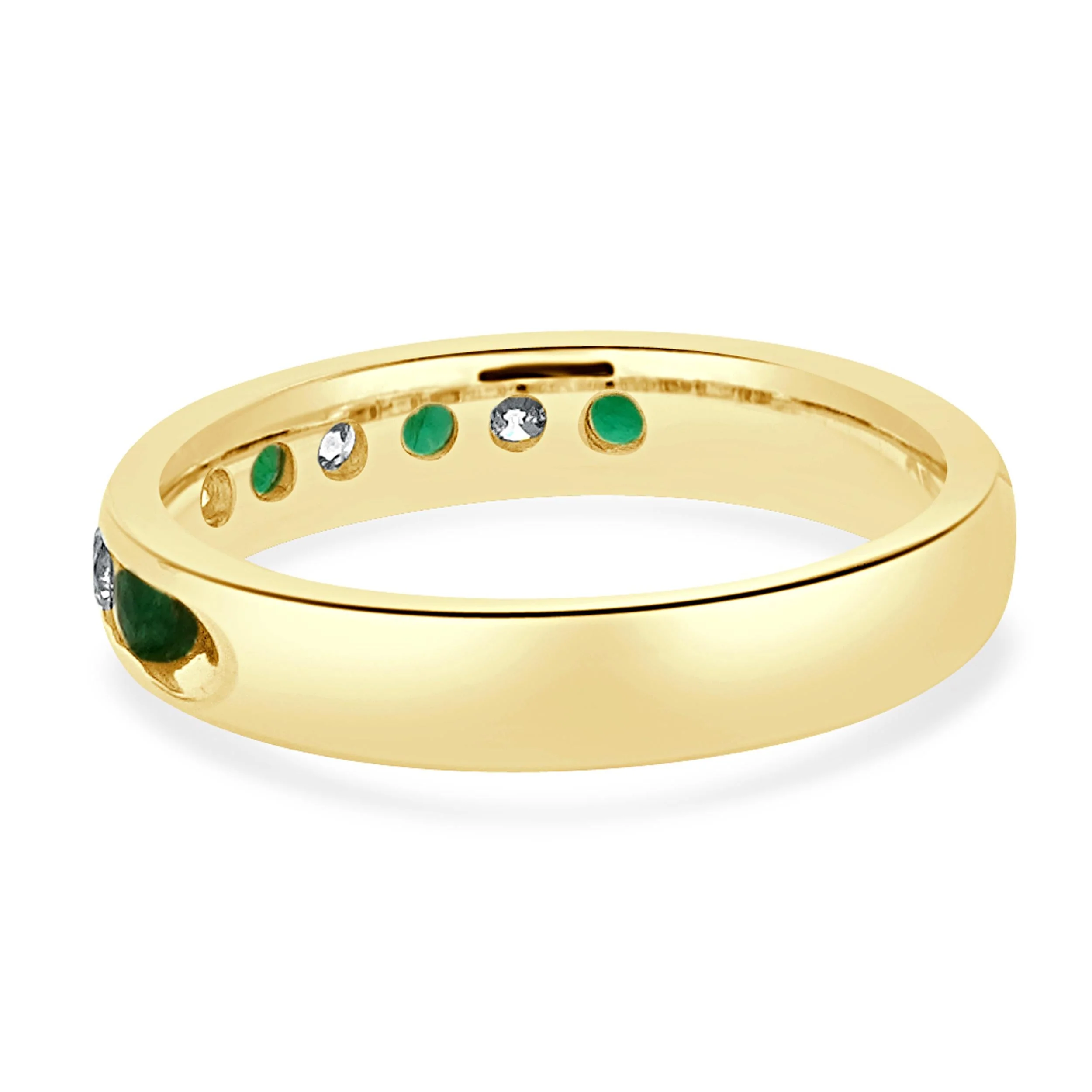 14 Karat Yellow Gold Diamond and Emerald Alternating Band - Image 3