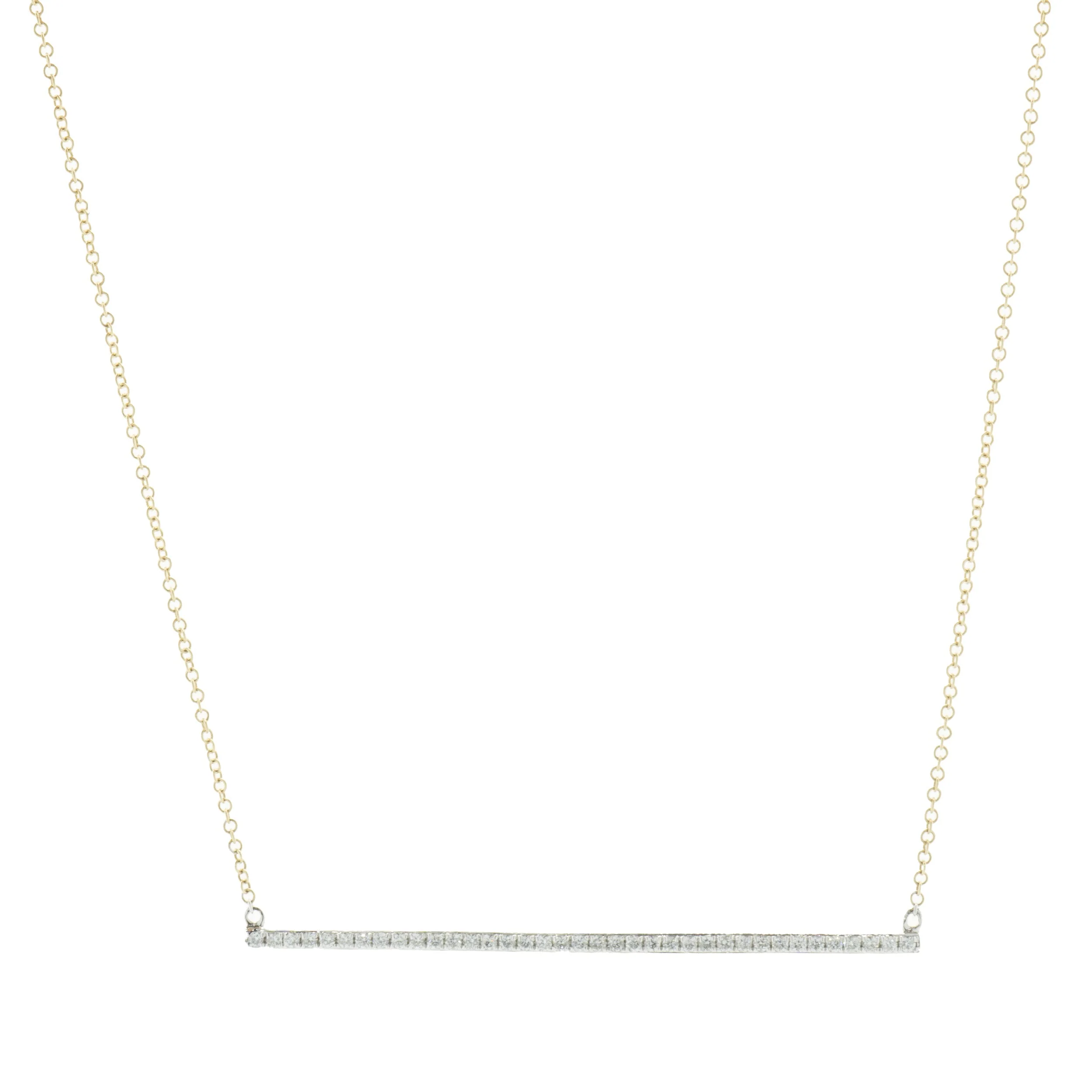 14 Karat Yellow Gold Diamond Bar Necklace