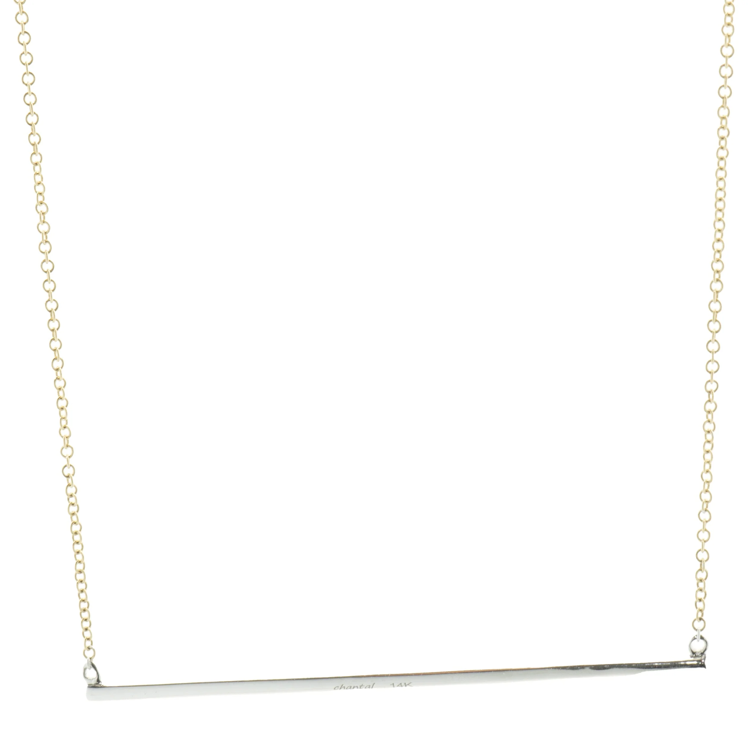 14 Karat Yellow Gold Diamond Bar Necklace - Image 3