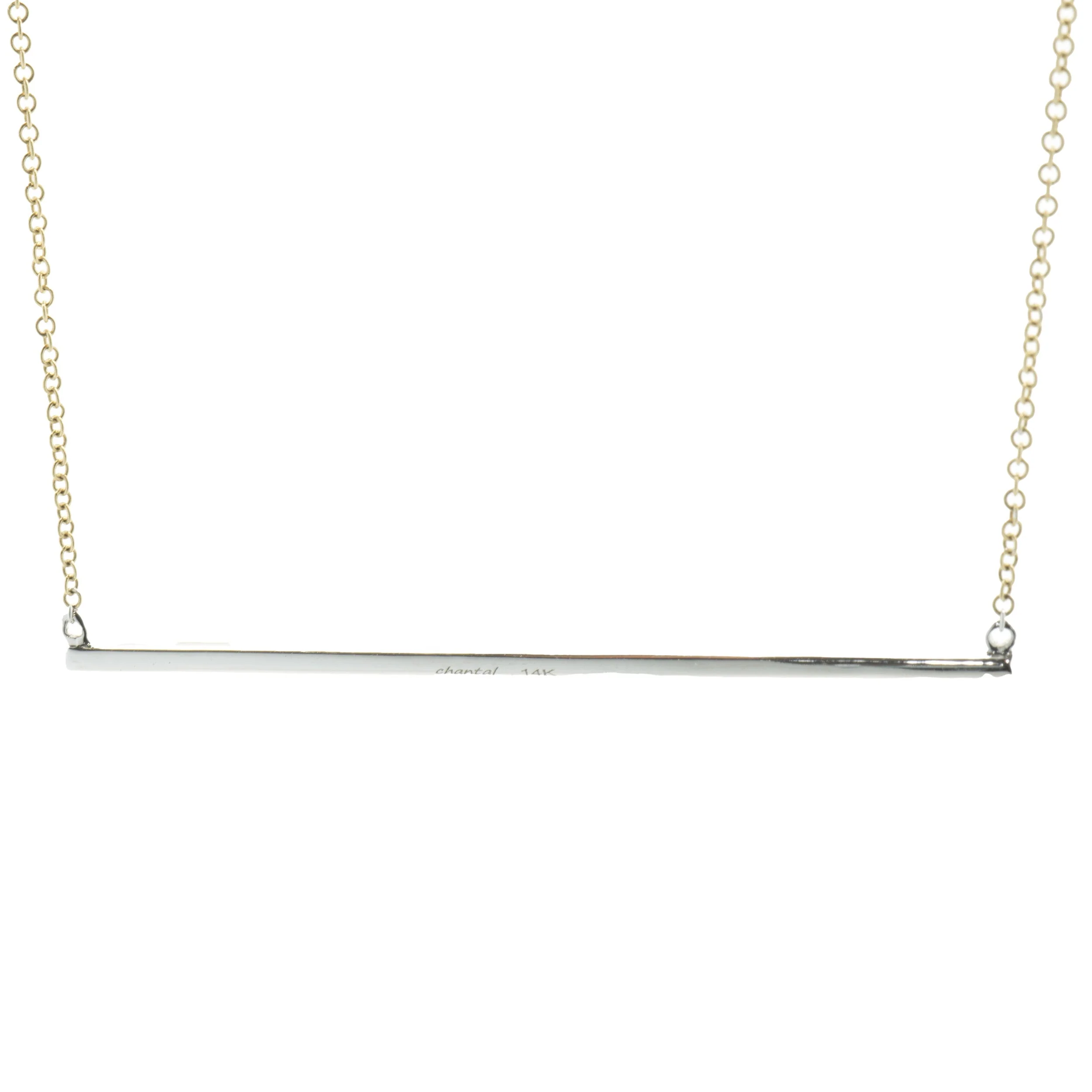 14 Karat Yellow Gold Diamond Bar Necklace - Image 4