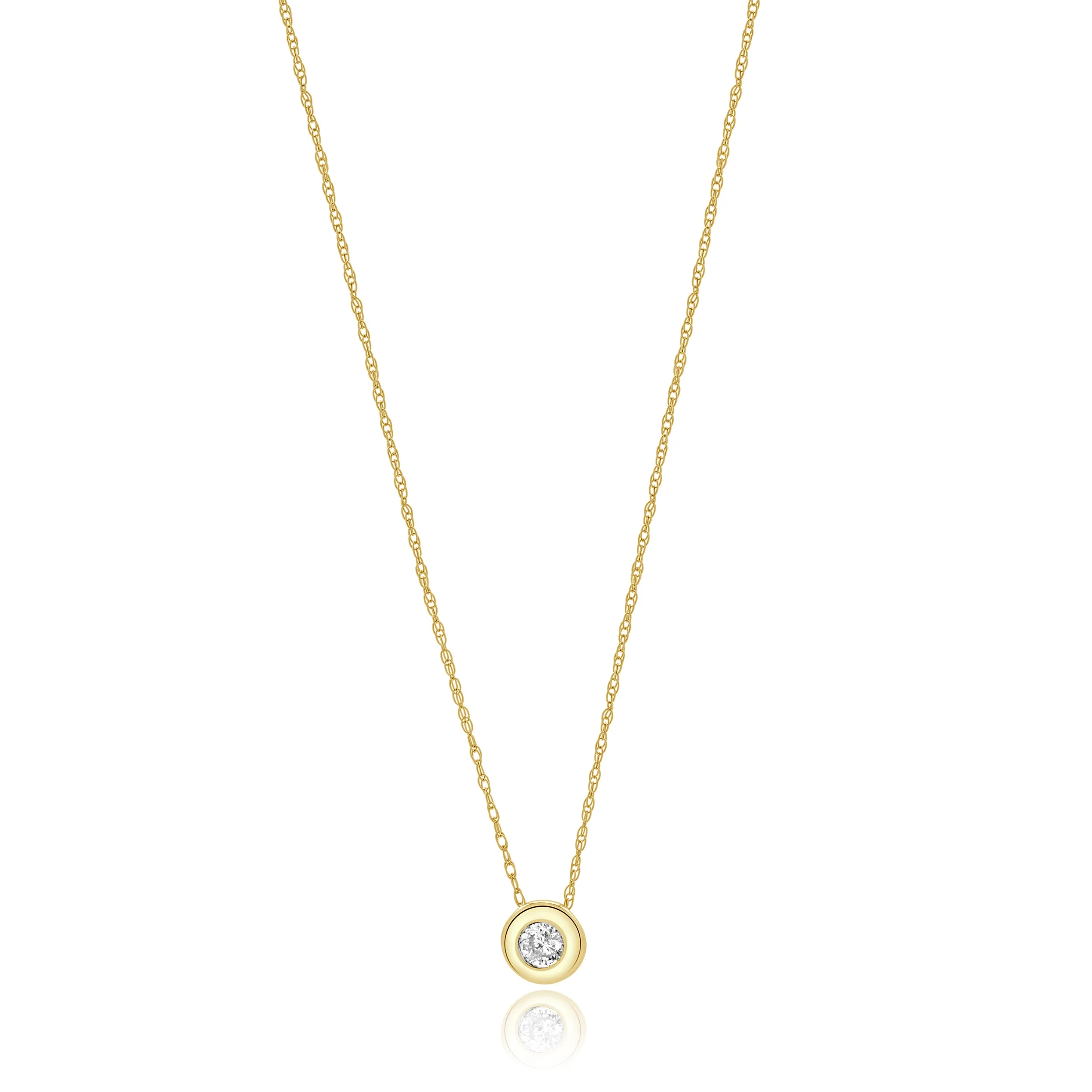 14 Karat Yellow Gold Diamond Bezel Set Necklace