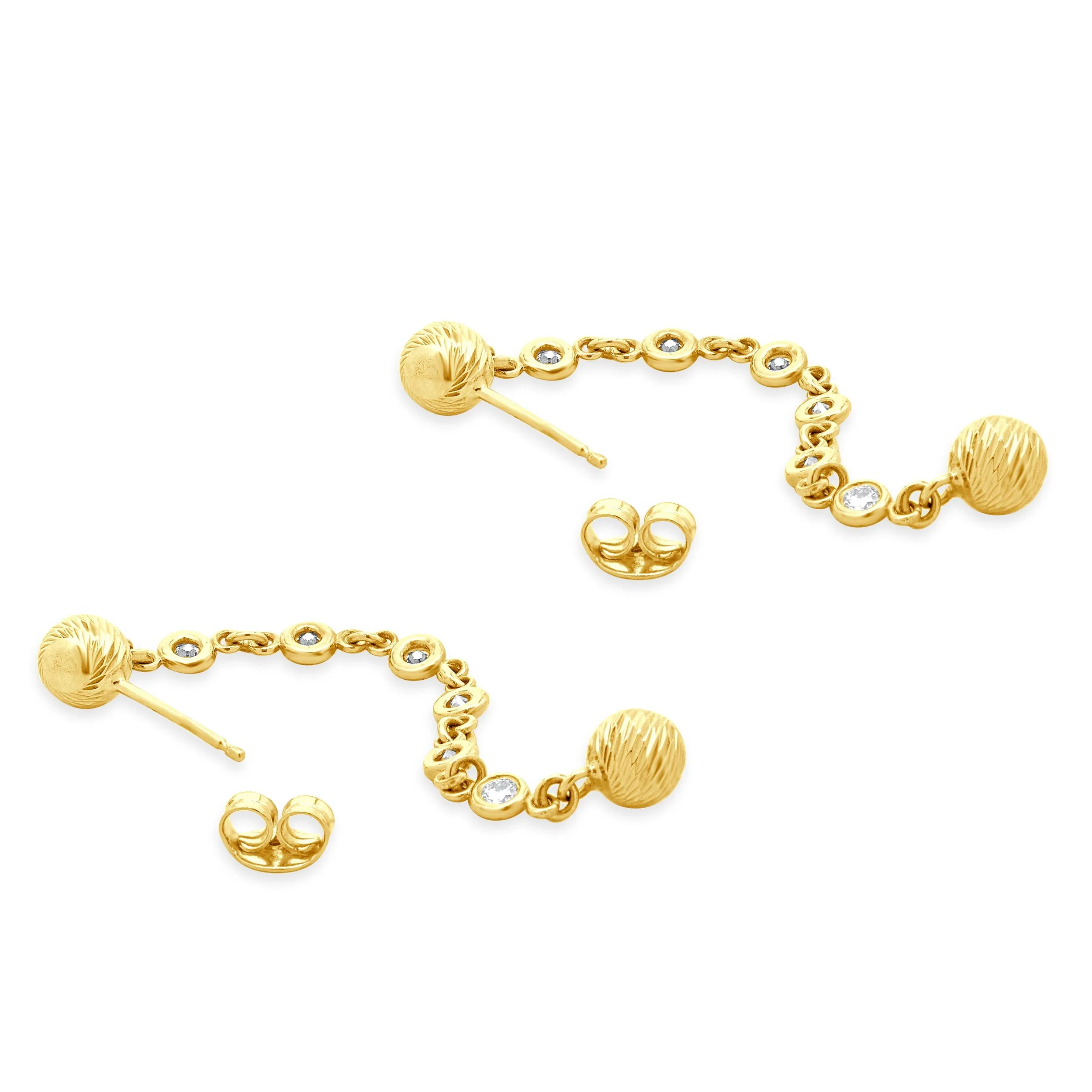14 Karat Yellow Gold Diamond By The Yard Drop Earrings - Image 2