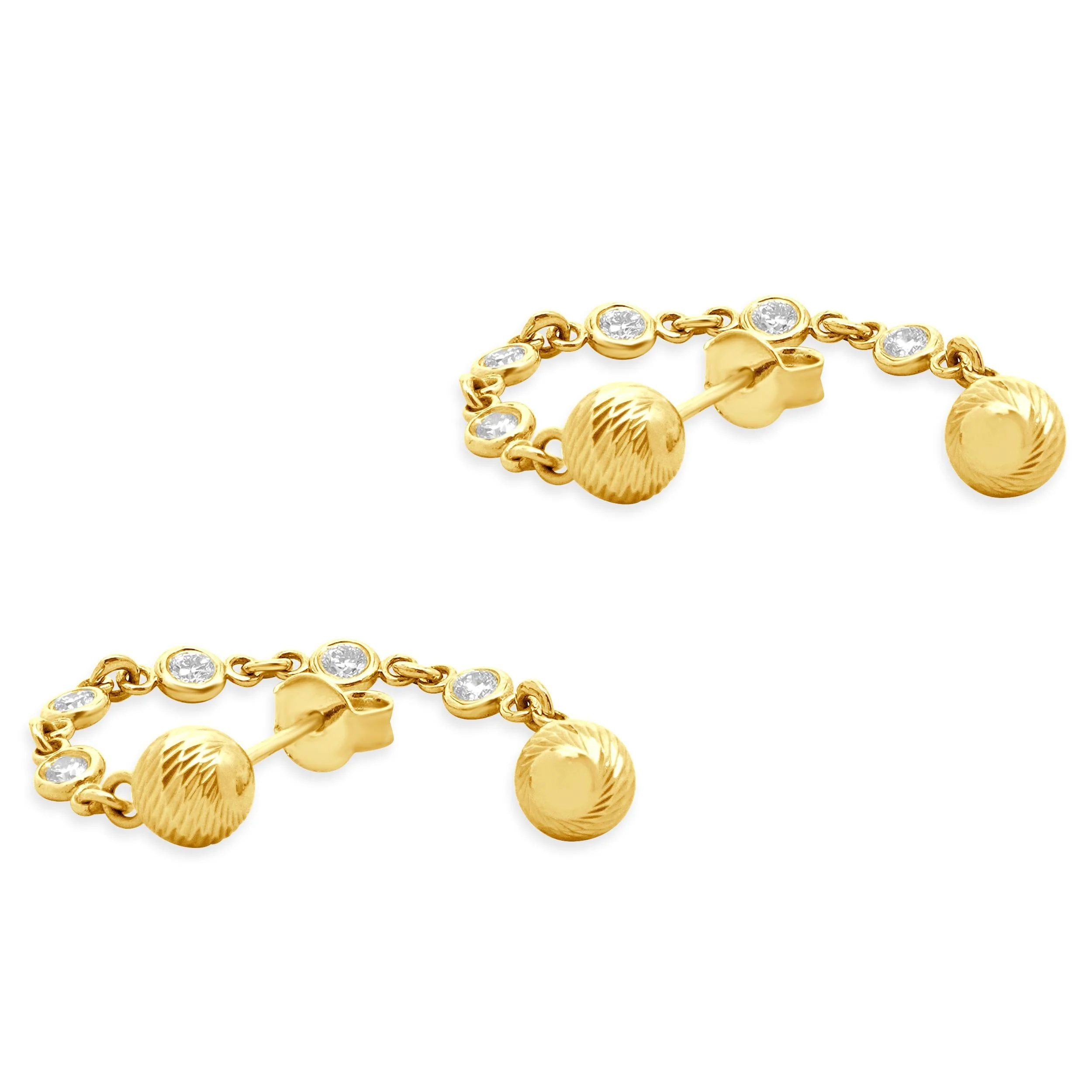 14 Karat Yellow Gold Diamond By The Yard Drop Earrings - Image 3
