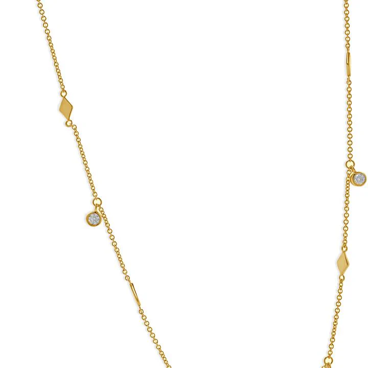 14 Karat Yellow Gold Diamond By The Yard Station Necklace - Image 2